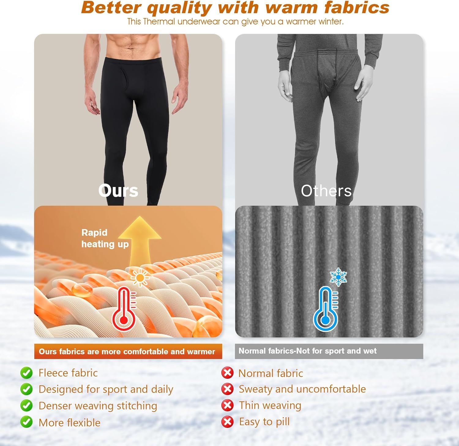 Detalle 2 de Thermounterhose Herren Thermowäsche, warm