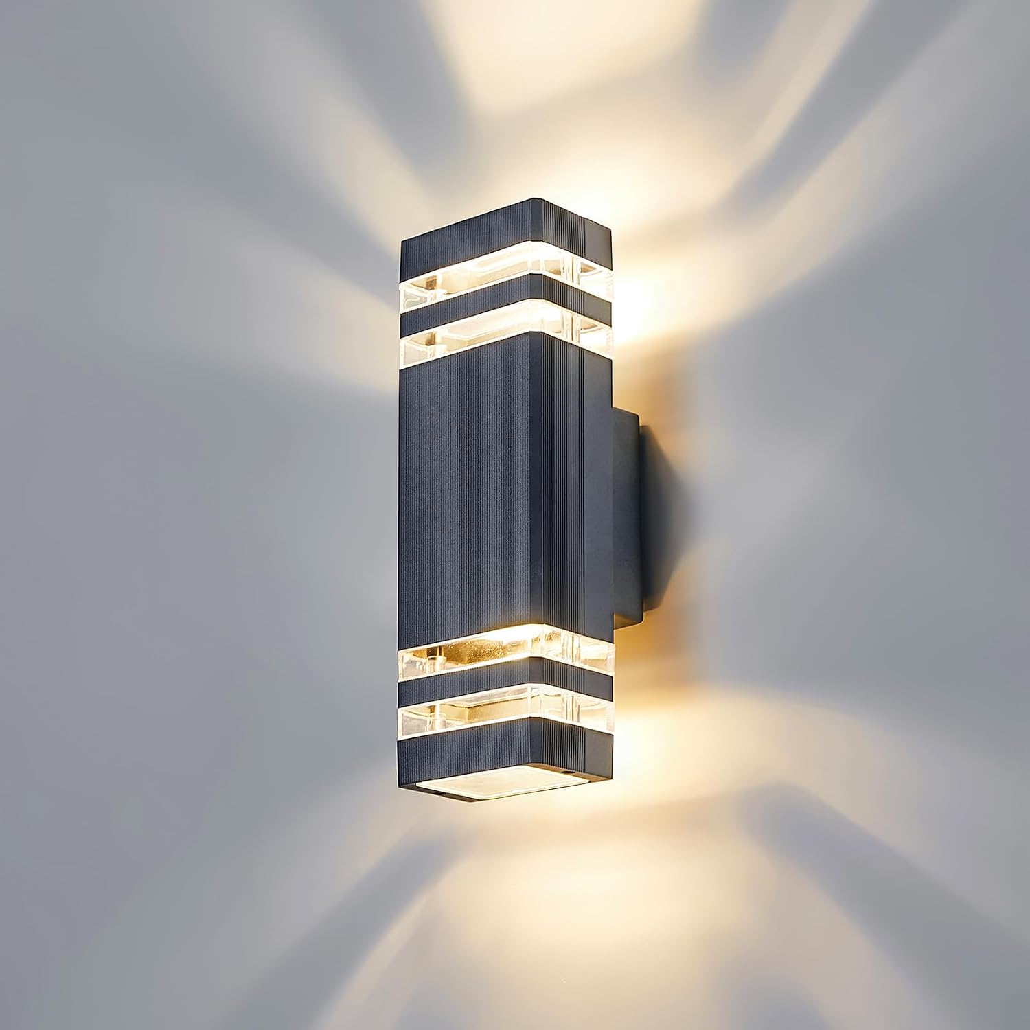 Detalle de CELAVY Outdoor Wall Lights Mains Powered Up-Down Lights – IP65 Grey