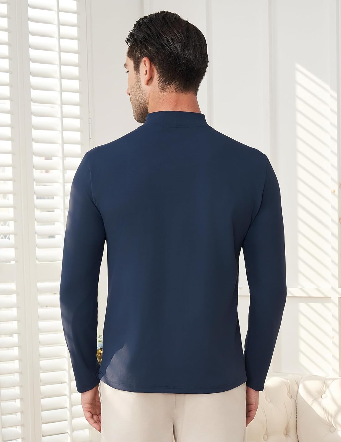 Thumbnail 3 de MLANM Men's Turtleneck Jumper: Lightweight Roll Neck Base Layer Top
