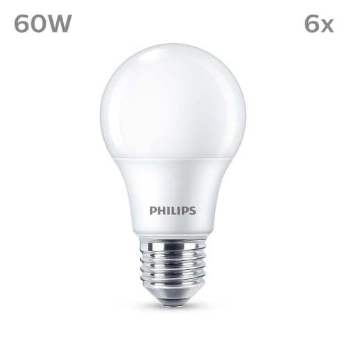 Thumbnail 1 de PHILIPS Ampoules LED Classic A60, Culot E27, 60W, Pack de 6 — lumière blanche chaude