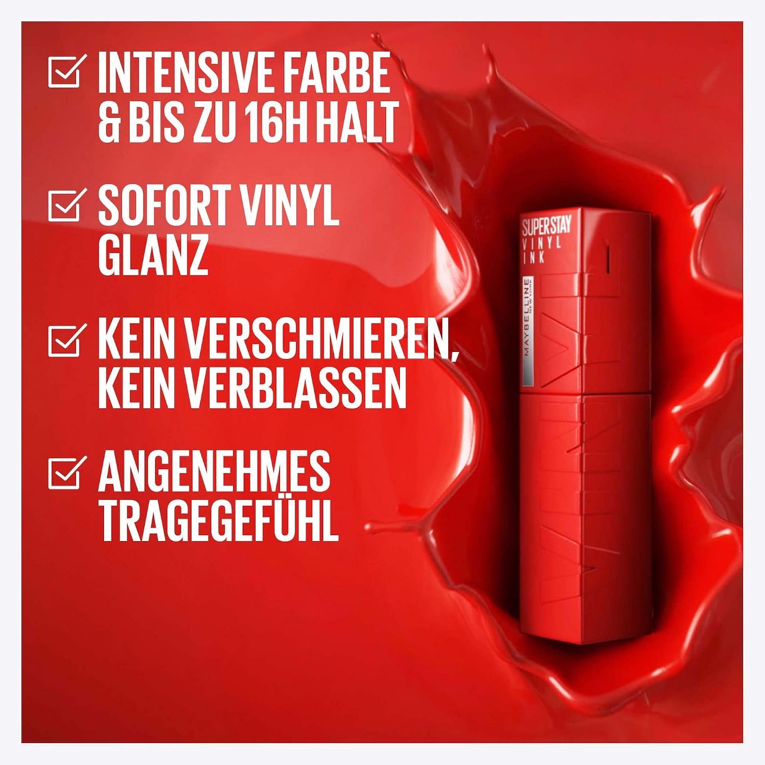 Detalle 2 de Maybelline New York Liquid Lipstick Vinyl Ink Nr. 20 Coy – 16H Halt, Glänzendes Finish, 4,2 ml