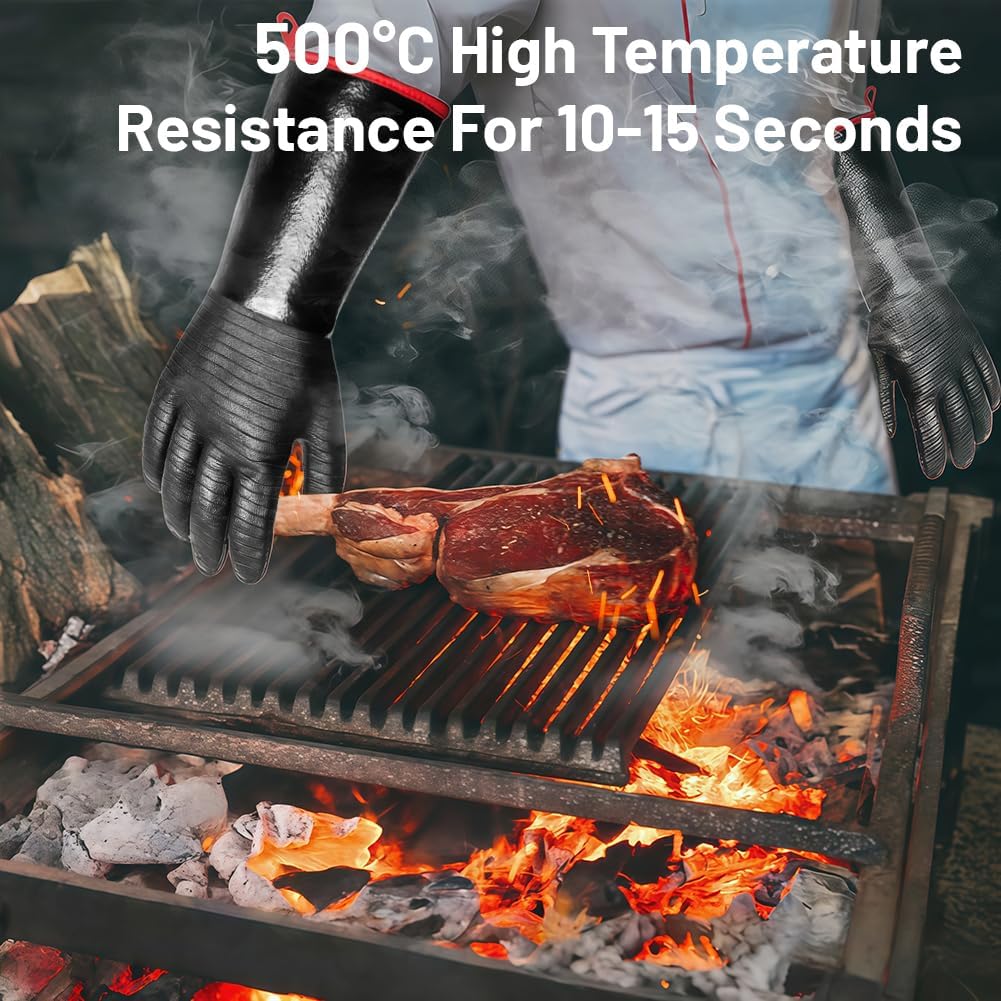 Detalle 2 de AMFUN Guanti Barbecue ignifughi e resistenti al calore da forno, BBQ e saldatura (35 cm)