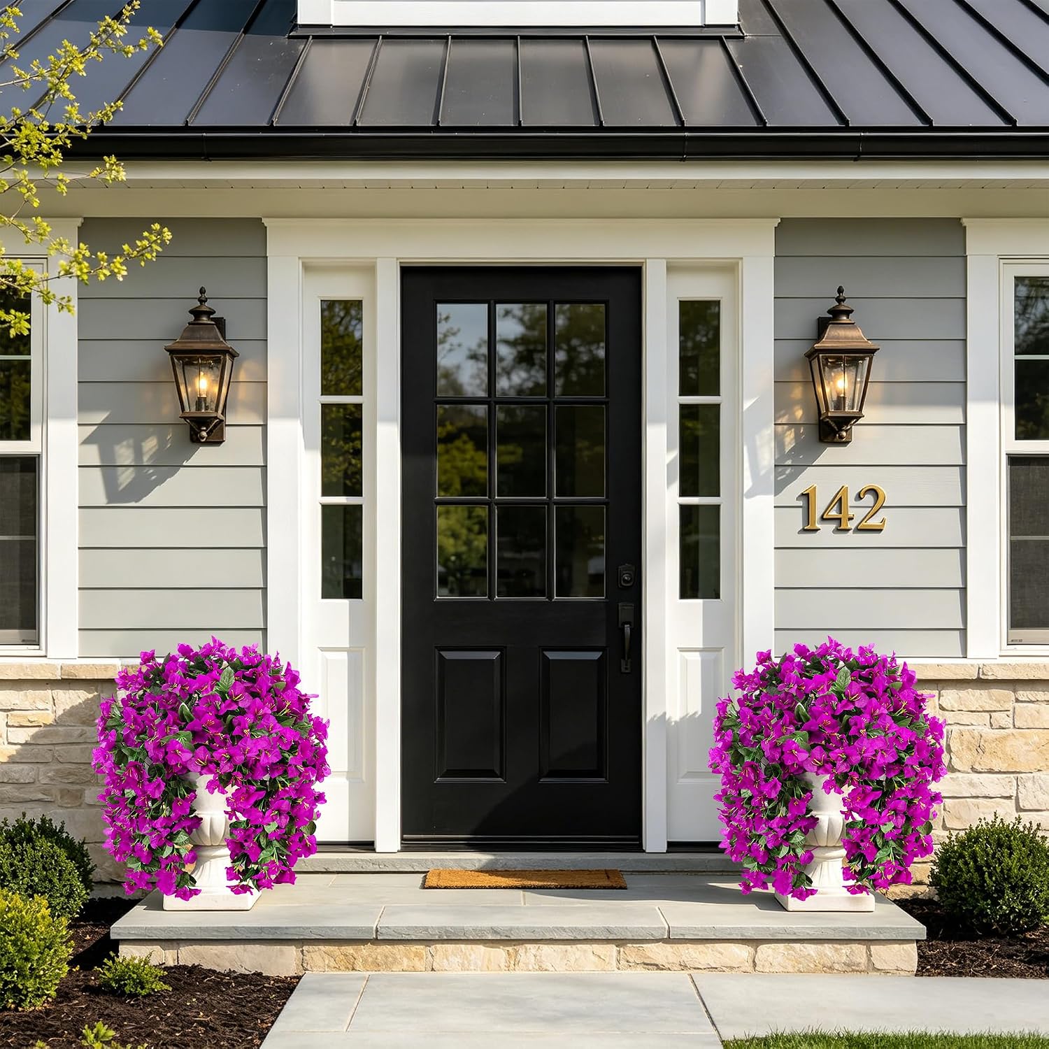 Thumbnail 2 de Faux Bougainvillea Artificial Flowers (2 Bundles) with UV-Resistant Long Trailing Vines for Outdoor Porches & Planters