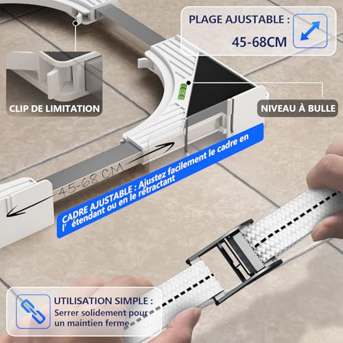 Detalle de JHCHU Slimline Kit d'empilage pour Lave-Linge et sèche-Linge – Cadre Universel Ultra Fin, 45–68 cm