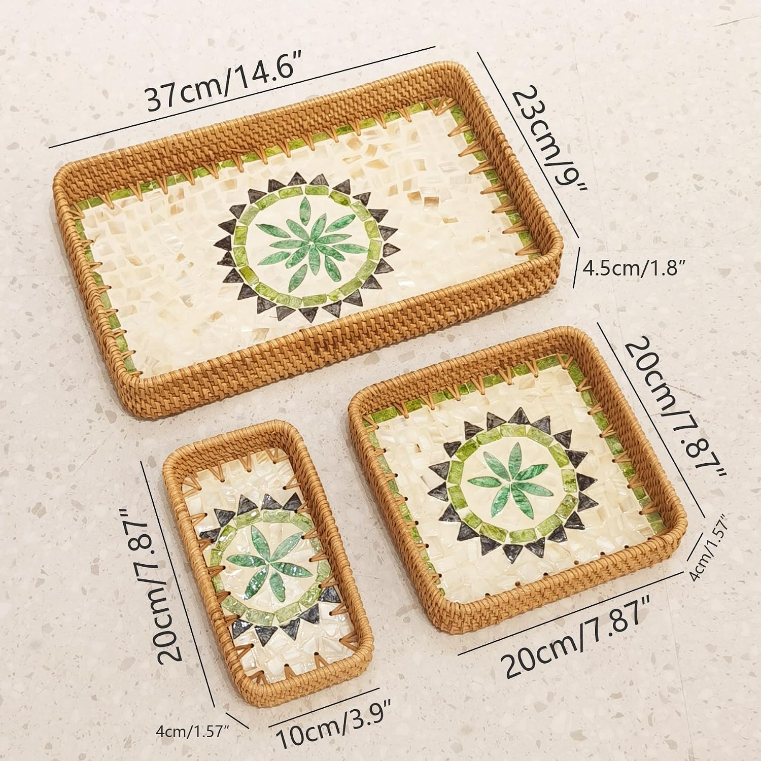 Detalle de i-lan Rattan Tray Set of 3