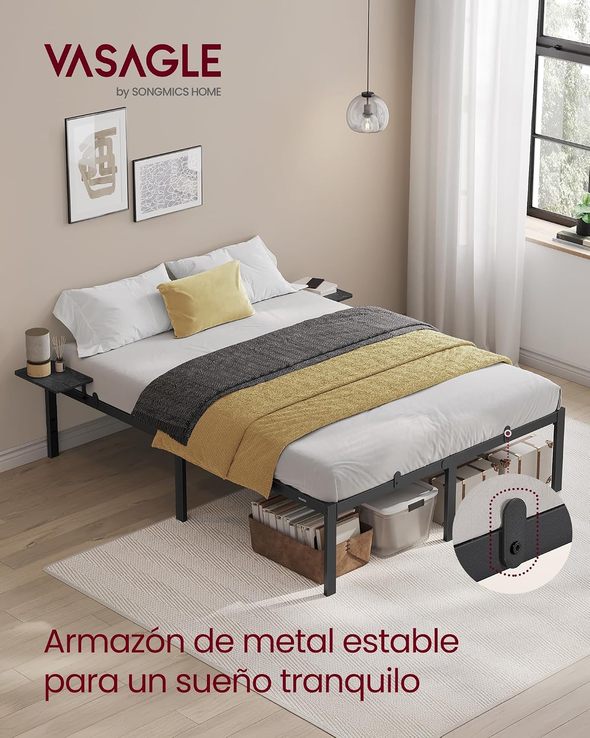 Thumbnail 2 de VASAGLE RMB096B01 cama 135x190 cm