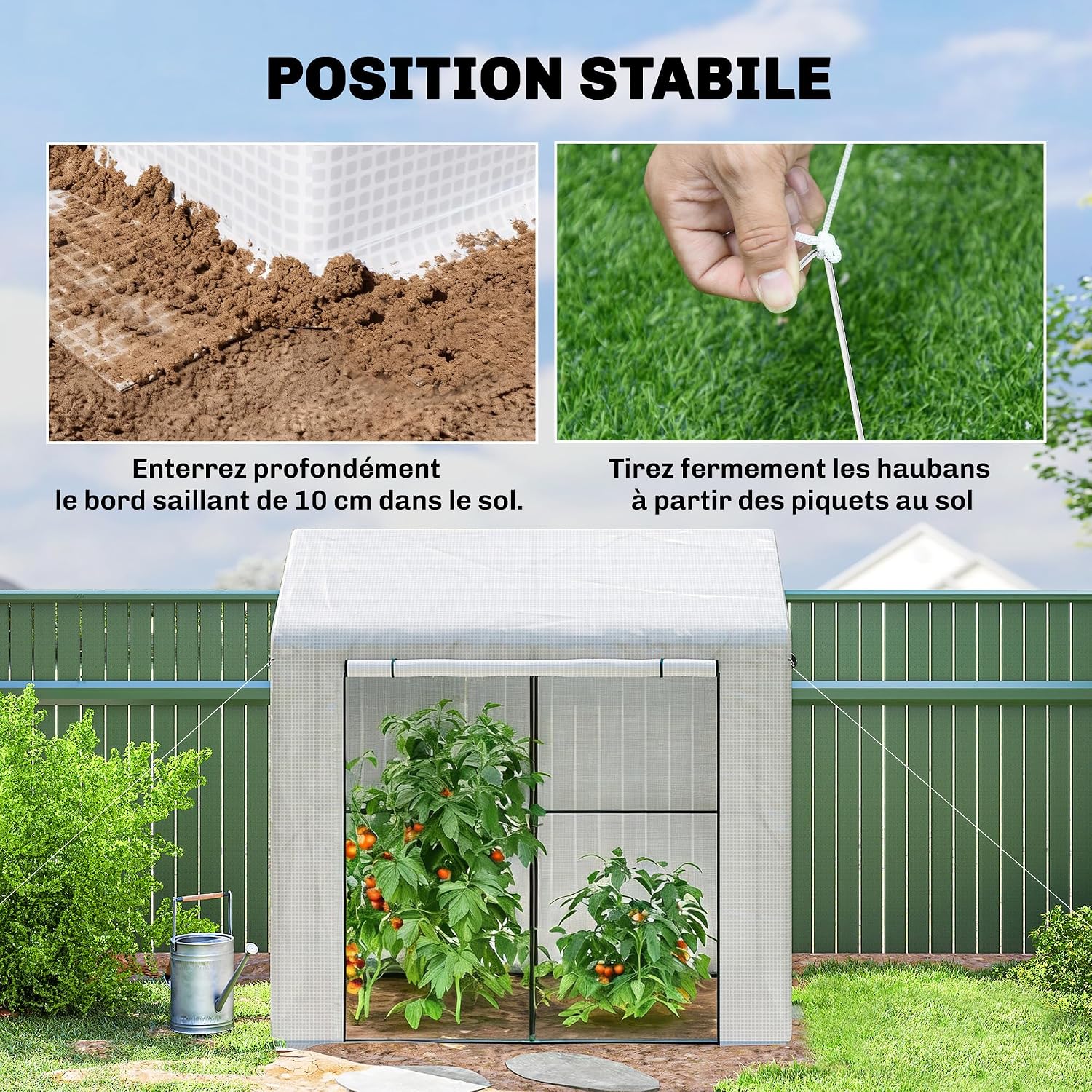 Detalle 2 de Outsunny 845-939V00WT tuinkas, 200 x 140 x 200 cm, PE-zeil van 135 g/m²