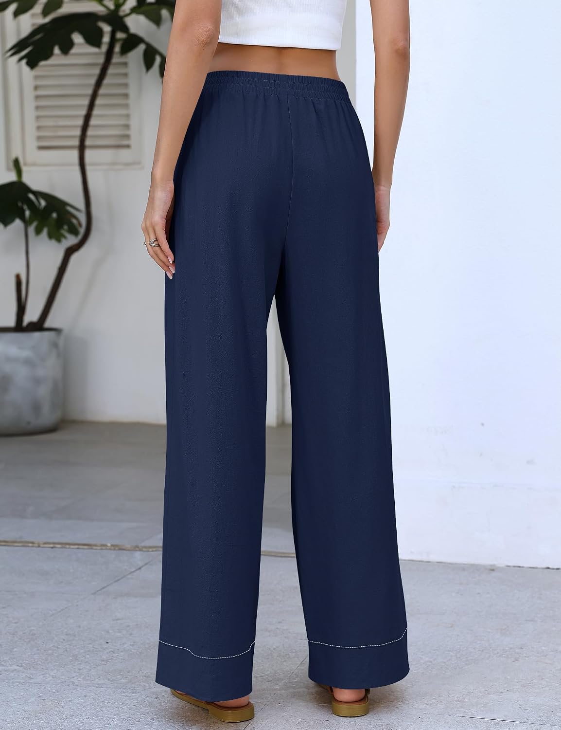 Thumbnail 3 de Rapbin Women's Elastic Waist Palazzo Pants: Casual Wide-Leg Lounge Trousers with Pockets