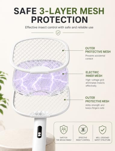Thumbnail 2 de WOCVRYY Electric Fly Swatter 4000V: USB-C Rechargeable Foldable Mosquito Zapper