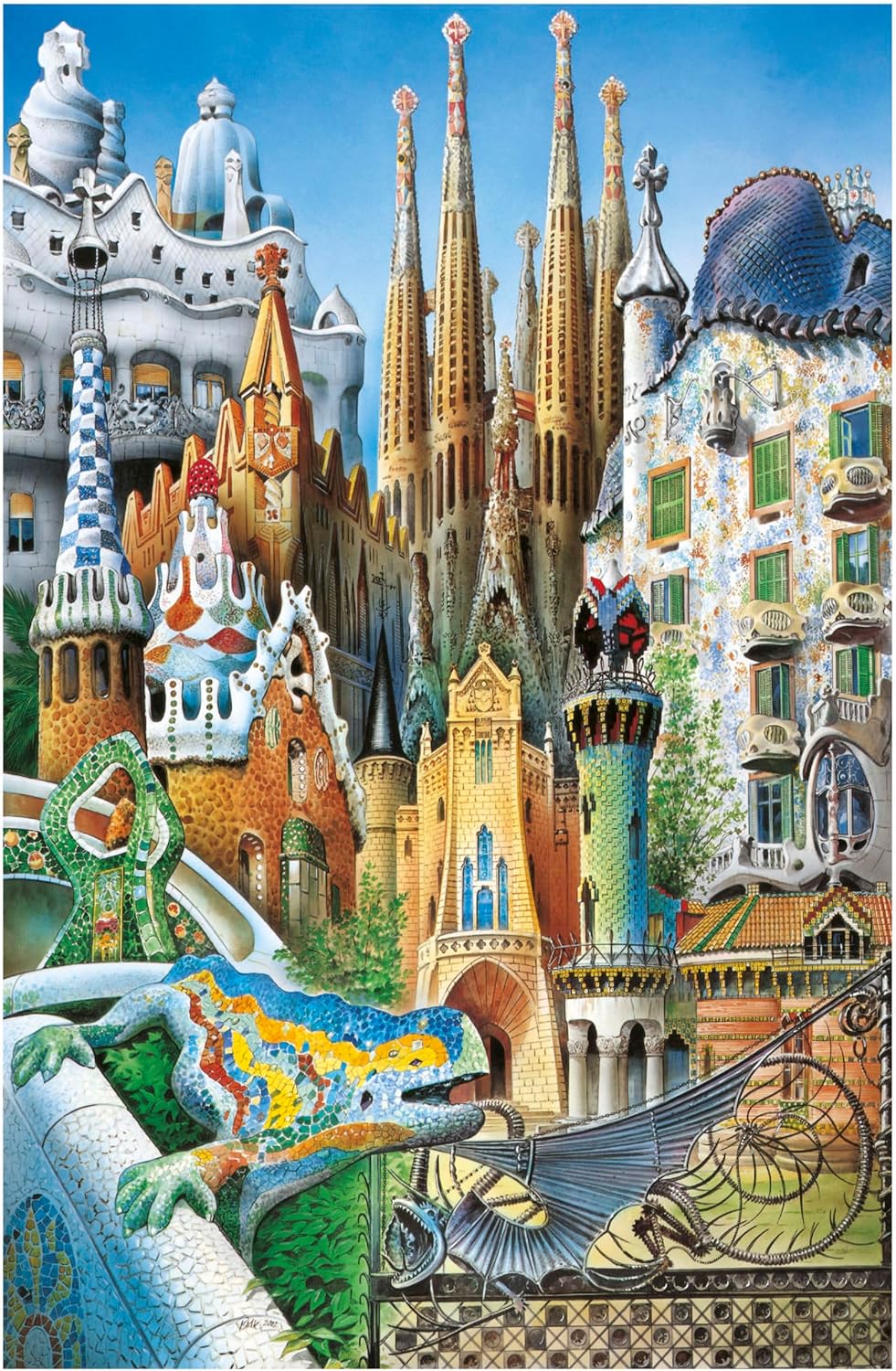 Thumbnail 1 de Puzzle Educa « Le Plus Petit Puzzle de 1000 pièces au Monde » (Gaudi, collage miniature) 30 x 46 cm