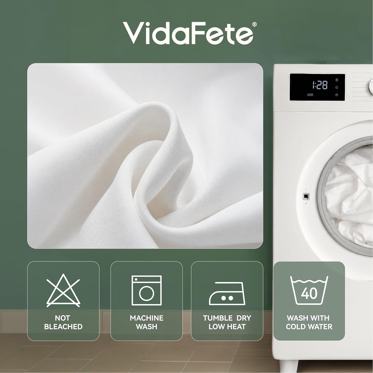 Detalle 2 de VidaFete Polyester Tablecloth, 90 x 156 inches