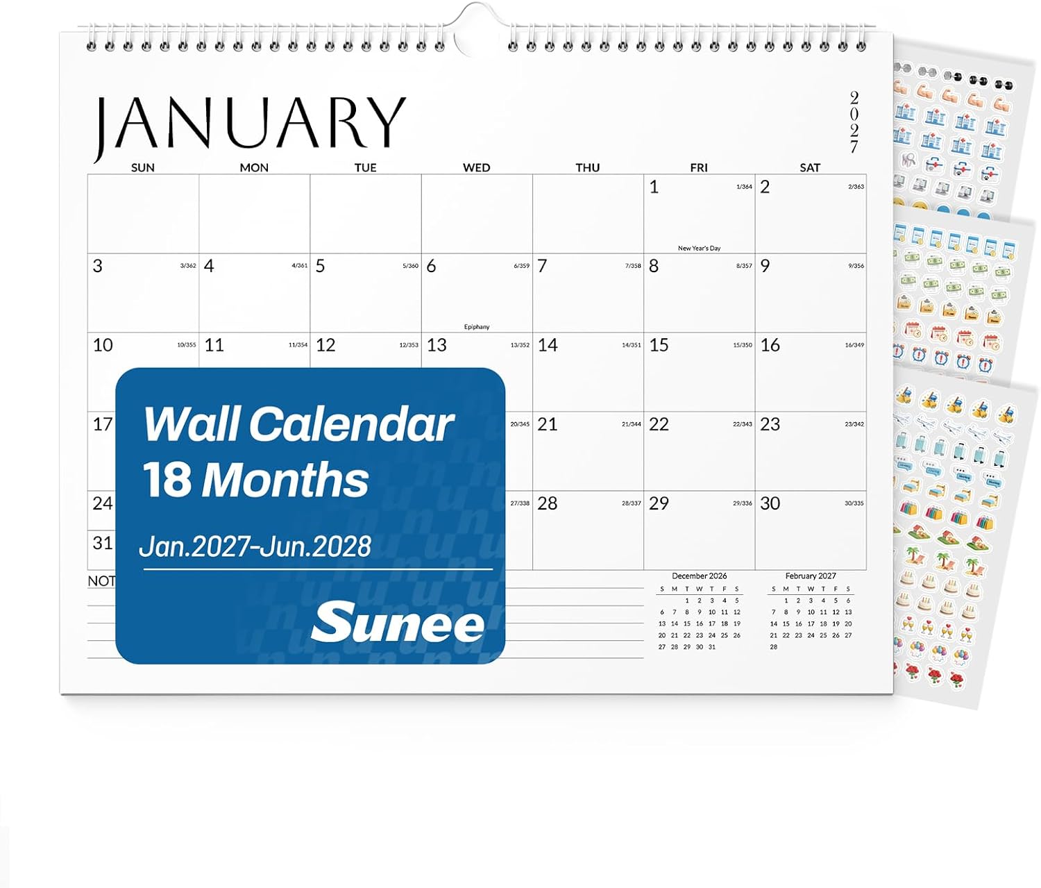Detalle de SUNEE Wall Calendar, 18-Month