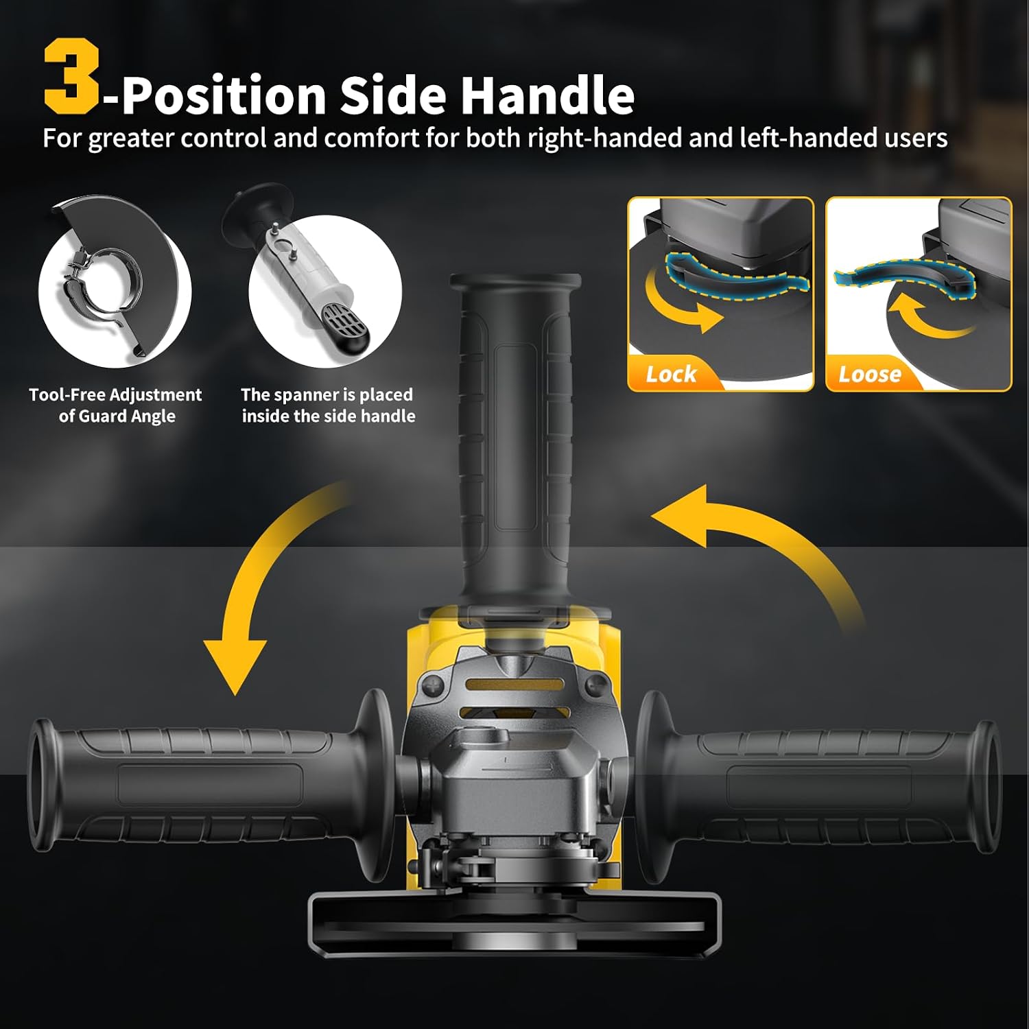 Detalle 1 de VERVEWAVE 30-US-WT8633-02 Cordless Angle Grinder, 4-1/2", Brushless, 6-Speed