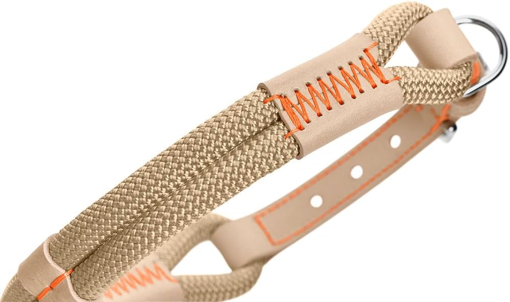 Detalle de HUNTER Hundehalsband Malia apricot/Natur, aus Tau & Leder, Größe 65 (Made in Germany)