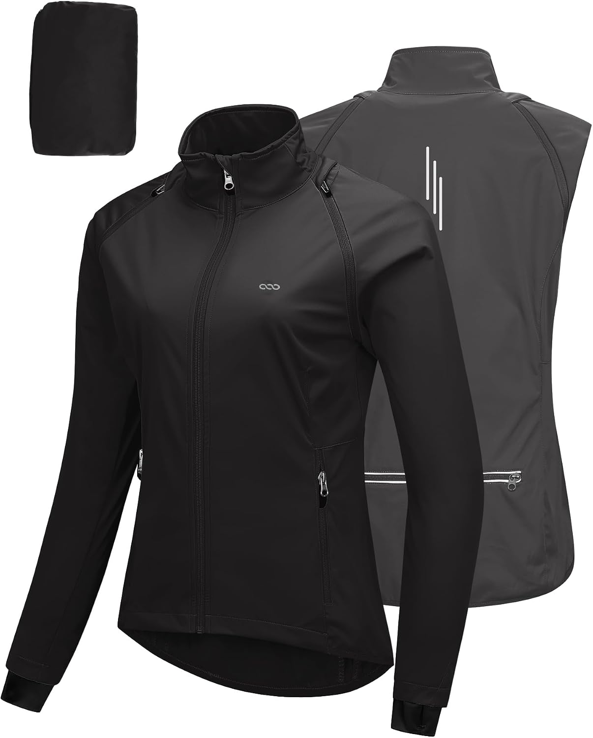 Detalle de 33,000ft Damen Fahrradjacke – Wasserdicht, atmungsaktiv, abnehmbare Ärmel, Reflektierend