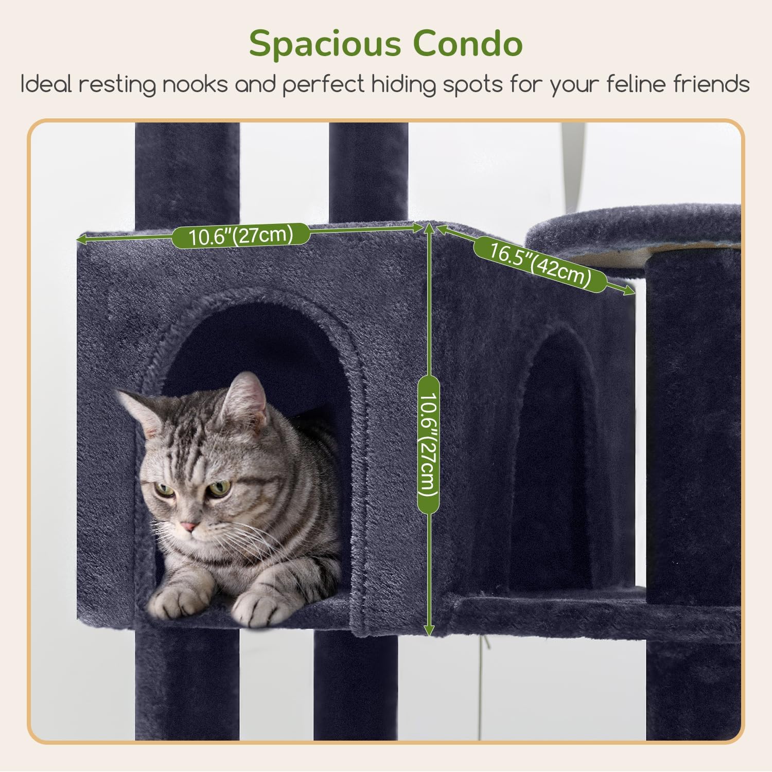 Detalle 2 de Globlazer S65 Cat Tree Tower for Large Indoor Cats, 6 Levels, Sisal Posts
