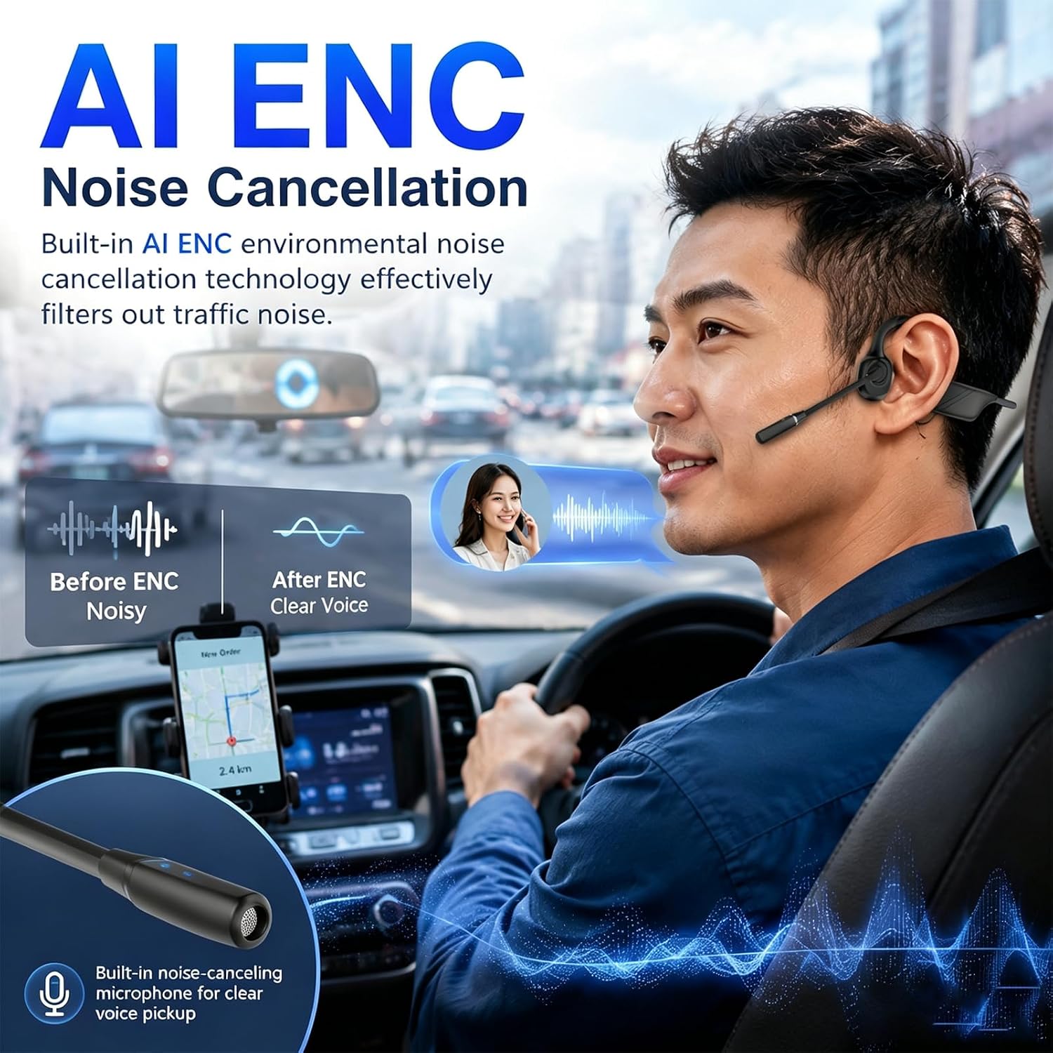 Detalle de Open-Ear Bone Conduction Headset with Bluetooth 6.0