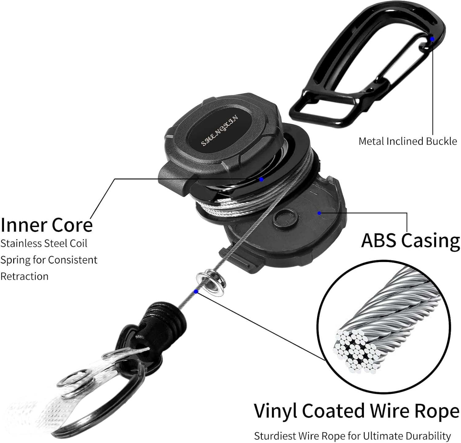 Detalle de SHENGXIN Retractable Keychain 2-Pack with 32-Inch Steel Cord