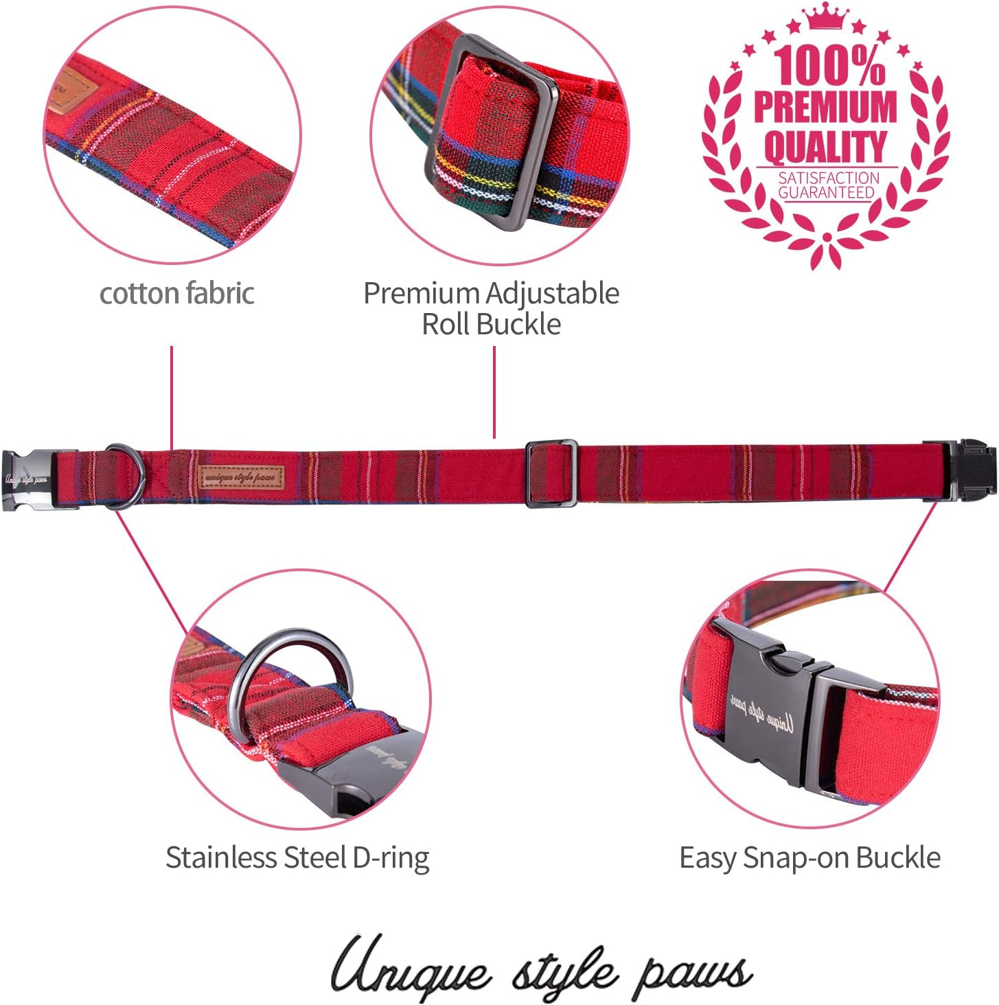 Thumbnail 1 de Unique style paws Hundehalsband mit Fliege – verstellbar für Klein bis Groß (XS Maße: 20,32–30,48 cm)