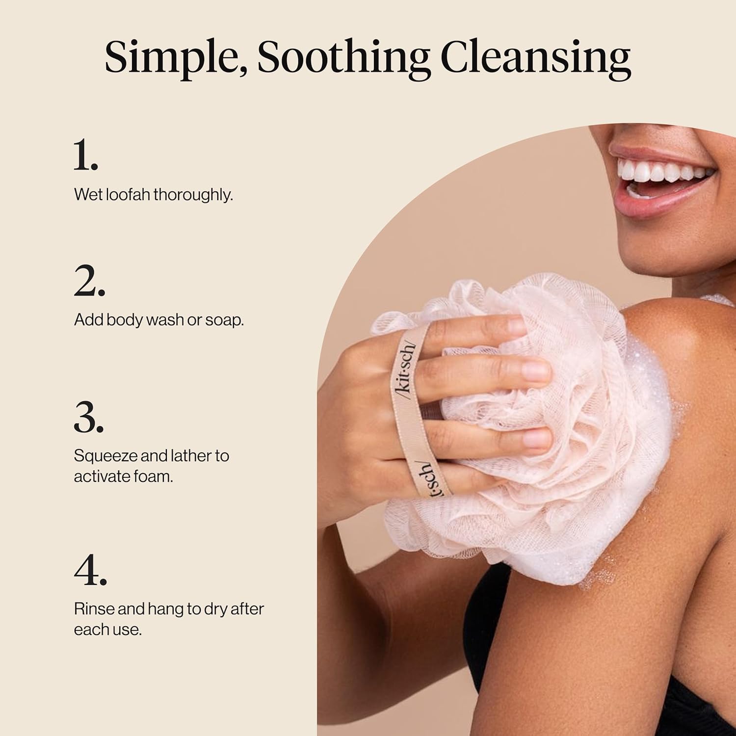 Thumbnail 5 de Kitsch Shower Loofah 3pc Set – Soft Mesh Body Scrubber & Bath Sponge (Ballet)