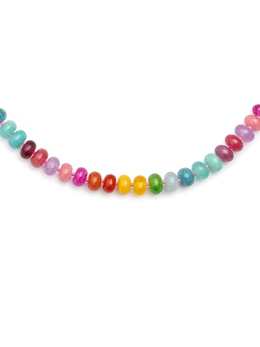 Detalle de SINGULARU - Collar Bloom Stones en acero con baño de oro 18 Kt y piedra natural multicolor