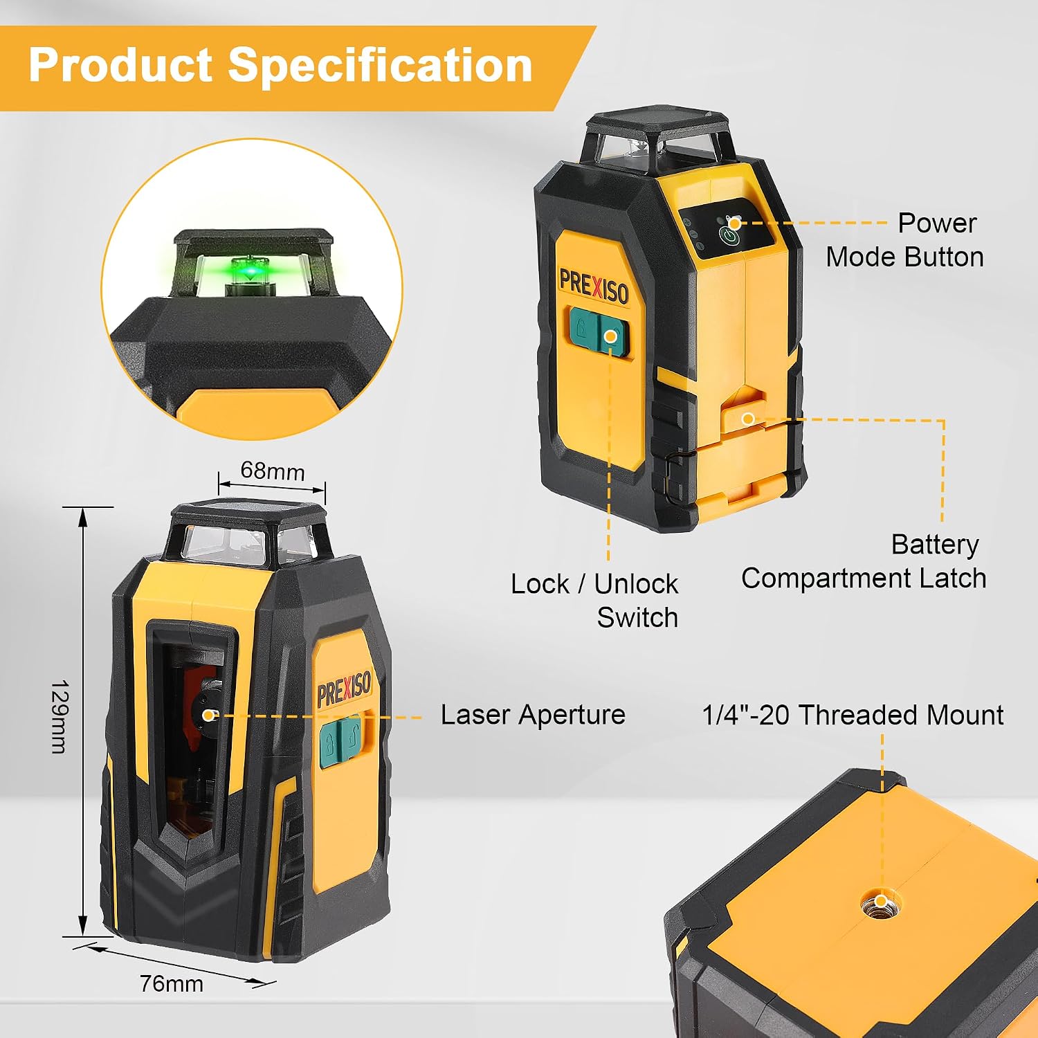 Detalle de PREXISO Laser Level with Tripod 30 m