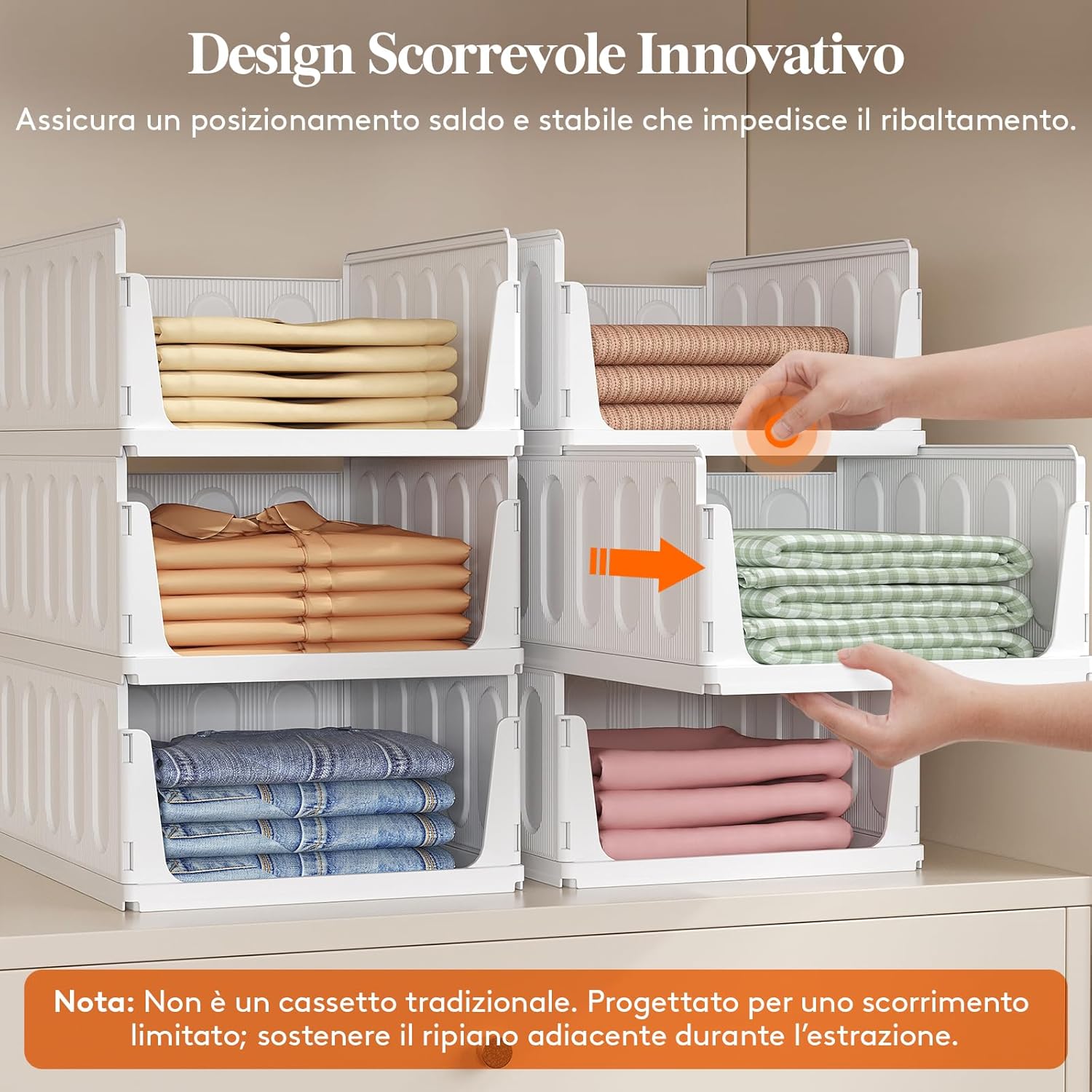 Thumbnail 1 de Lifewit Organizer Armadio Interno – 8 contenitori impilabili, 32×42×17,7 cm, 24 L, bianco