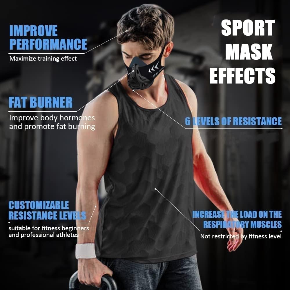 Thumbnail 1 de FDBRO Sport Masks : masque cardio et endurance à 6 niveaux de résistance pour course, fitness et entraînement en altitude