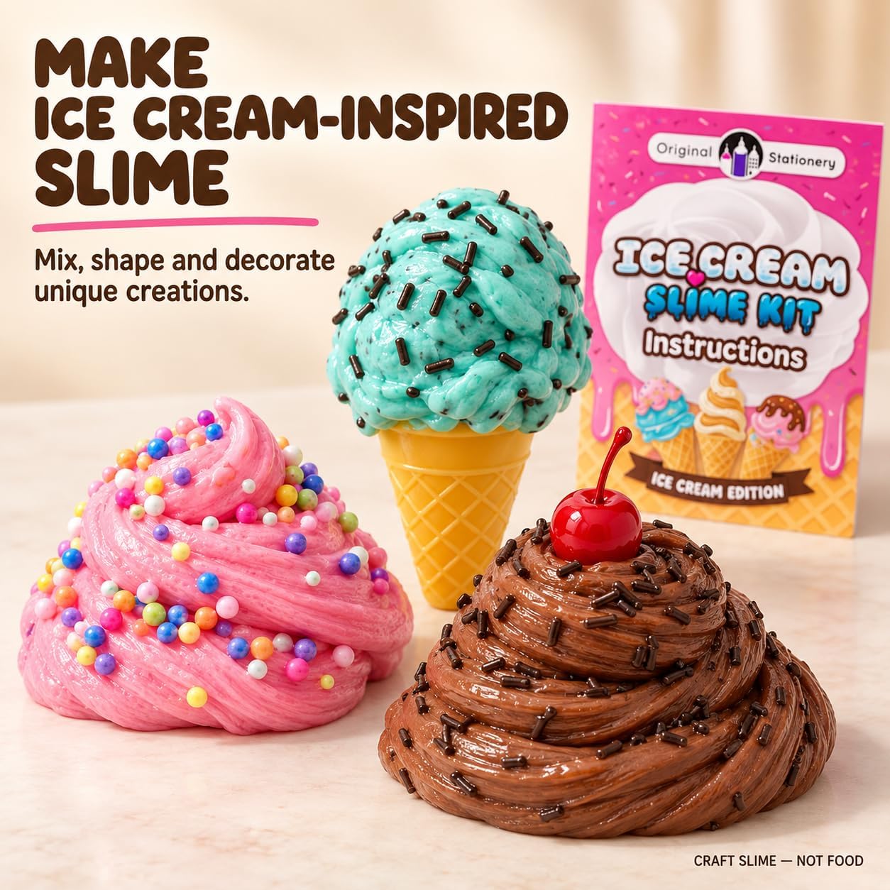 Thumbnail 2 de Original Stationery ICOS-000058 Ice Cream Slime Kit, 31-Piece DIY Set