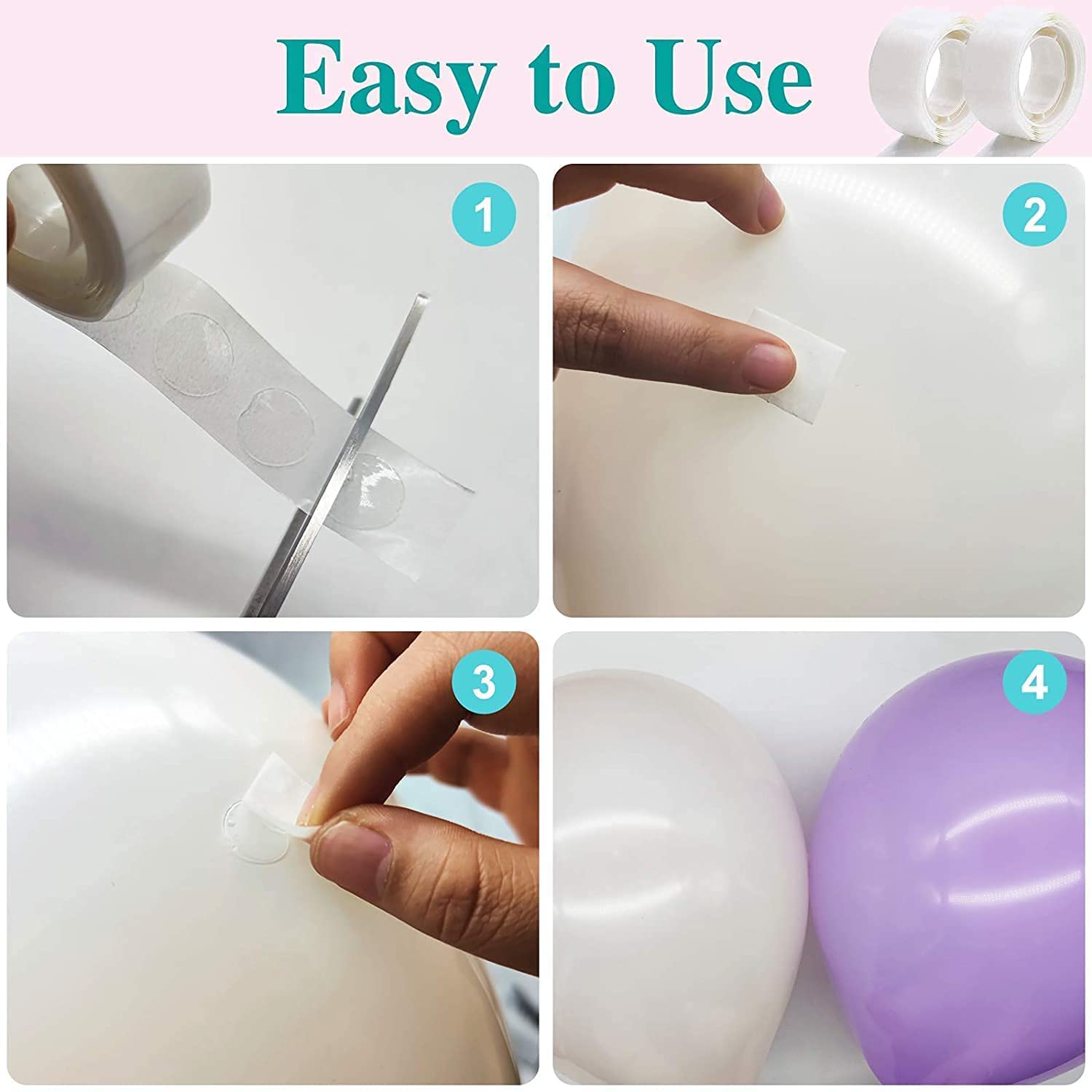 Thumbnail 3 de OWLKELA Ballon-Klebe-Punkte (12 Rollen, 1.200 Stück) als abziehbare Klebepunkte für Luftballons