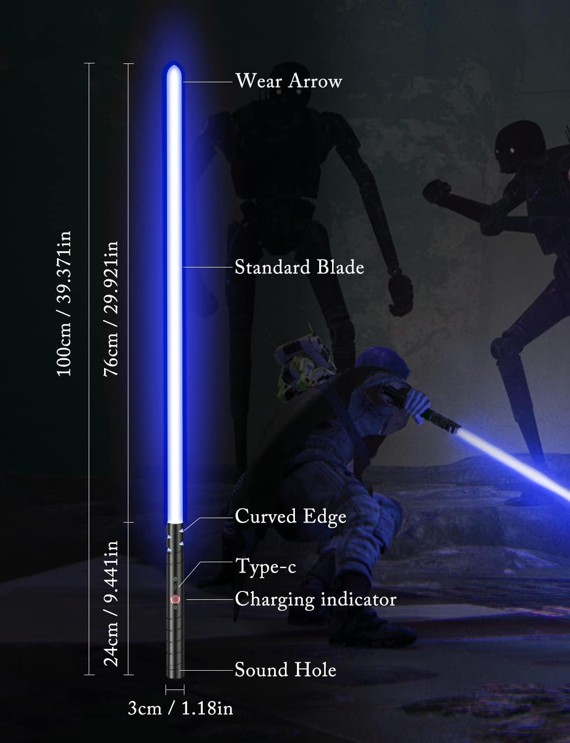 Thumbnail 2 de jvmusaber Dueling Lightsaber for Kids & Adults with 20 RGB Colors, USB Rechargeable Metal Hilt