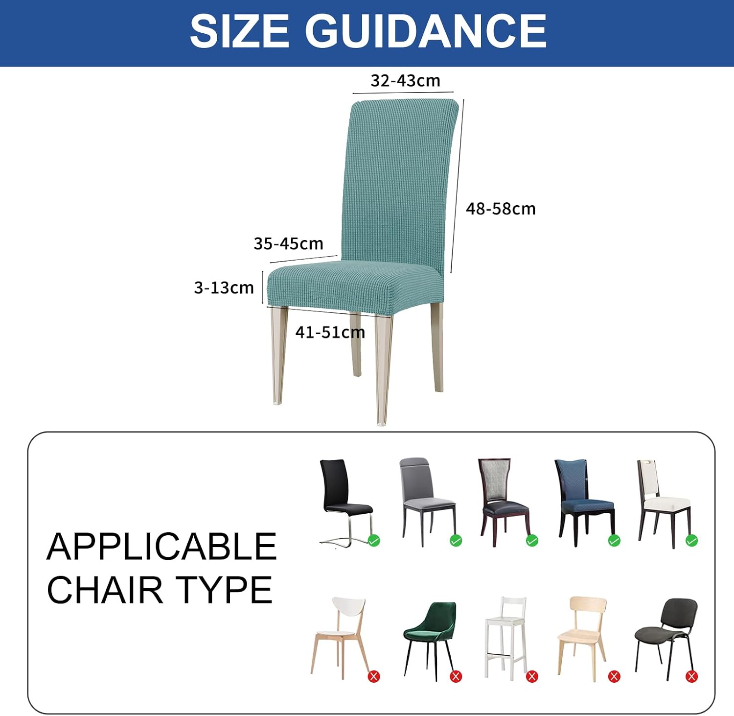 Thumbnail 5 de Ystyle housse de chaise extensible (4 pièces) bleu clair pour salle à manger