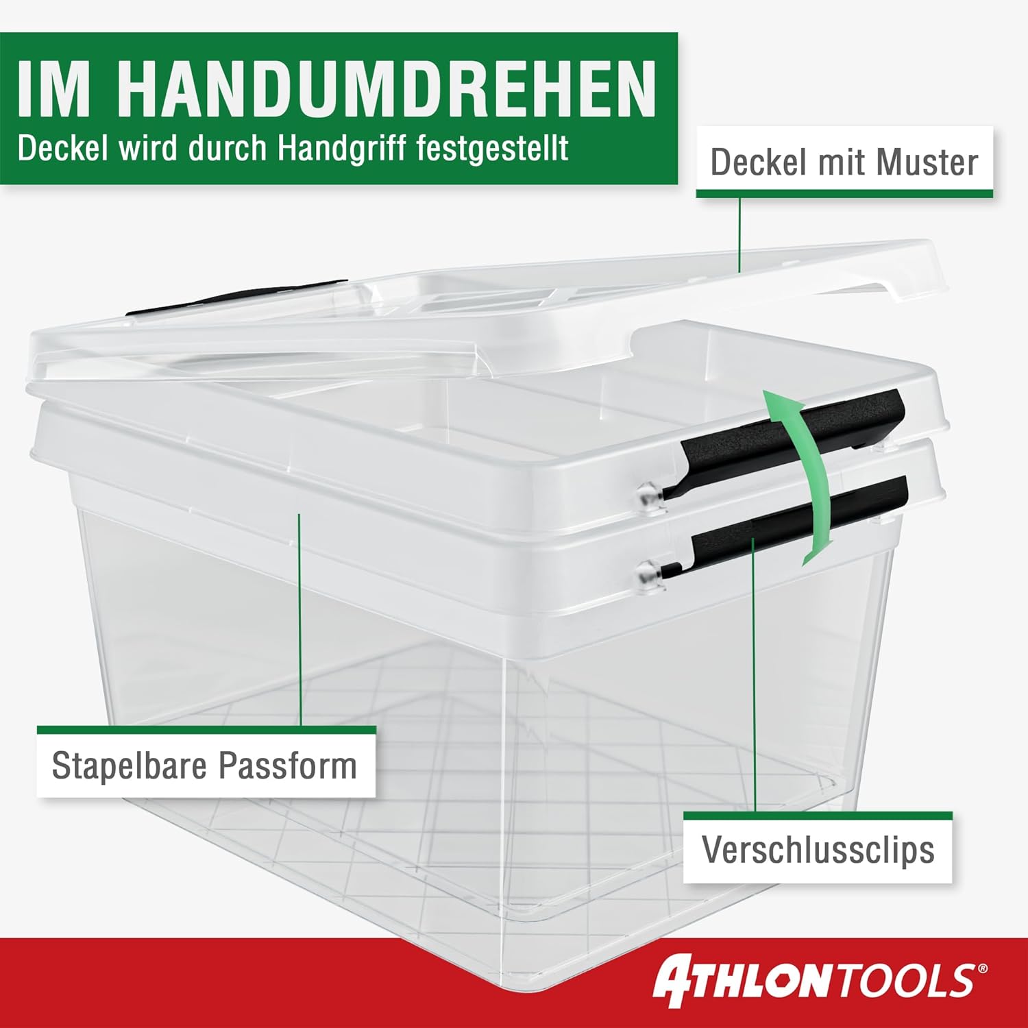 Thumbnail 3 de ATHLON TOOLS 10er Set kleine 2-l Aufbewahrungsboxen mit Deckel, stapelbar & lebensmittelecht (BPA-frei)