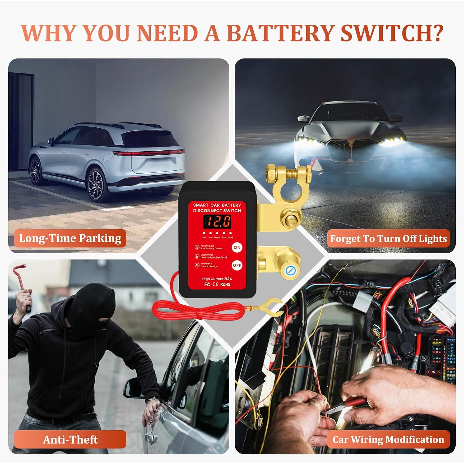 Detalle 2 de Desconectador de Batería 12V 240A para coche