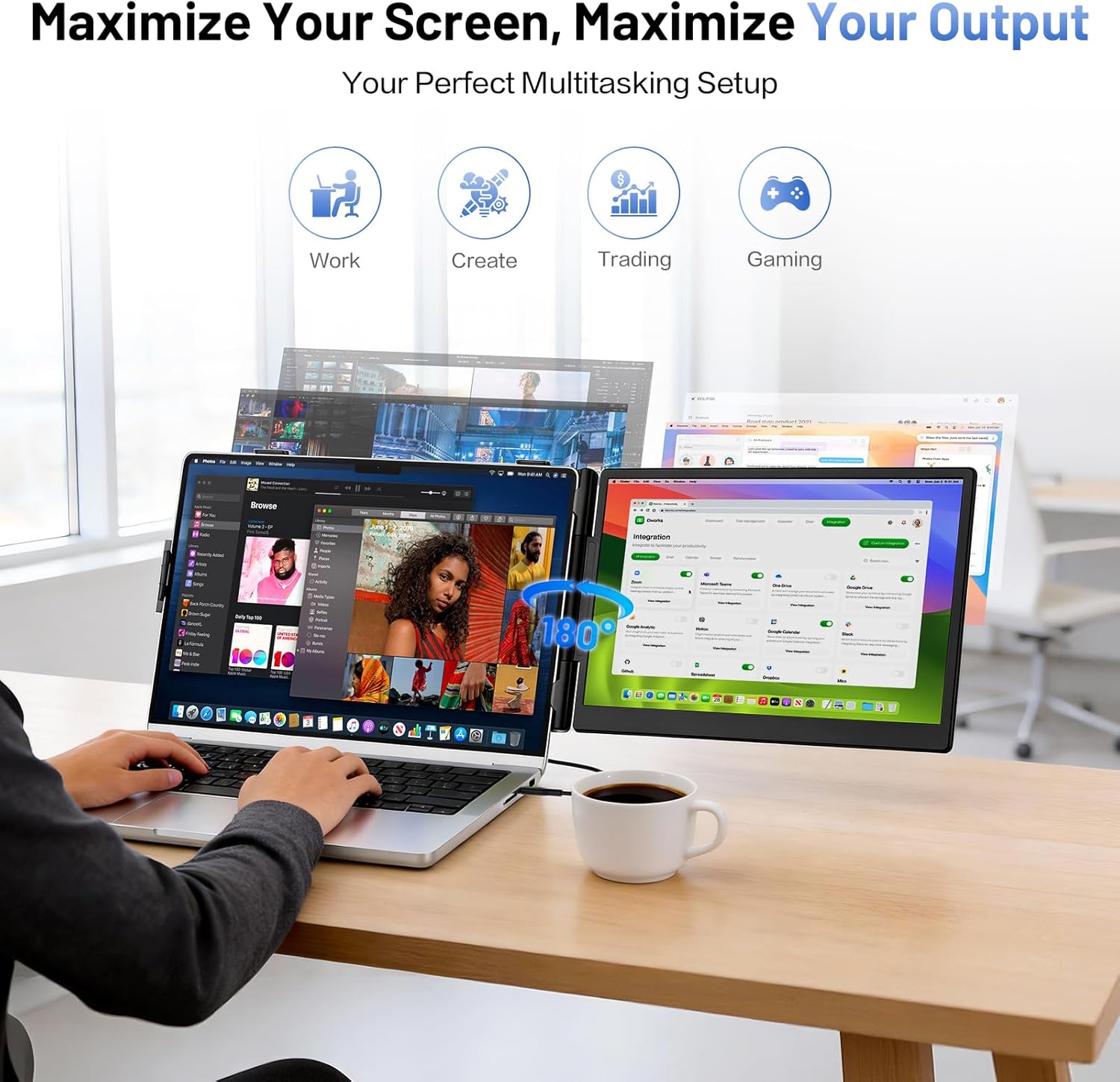 Thumbnail 2 de Anyking 14” FHD Laptop Screen Extender: Portable Dual Monitor for 13–17.3” Laptops