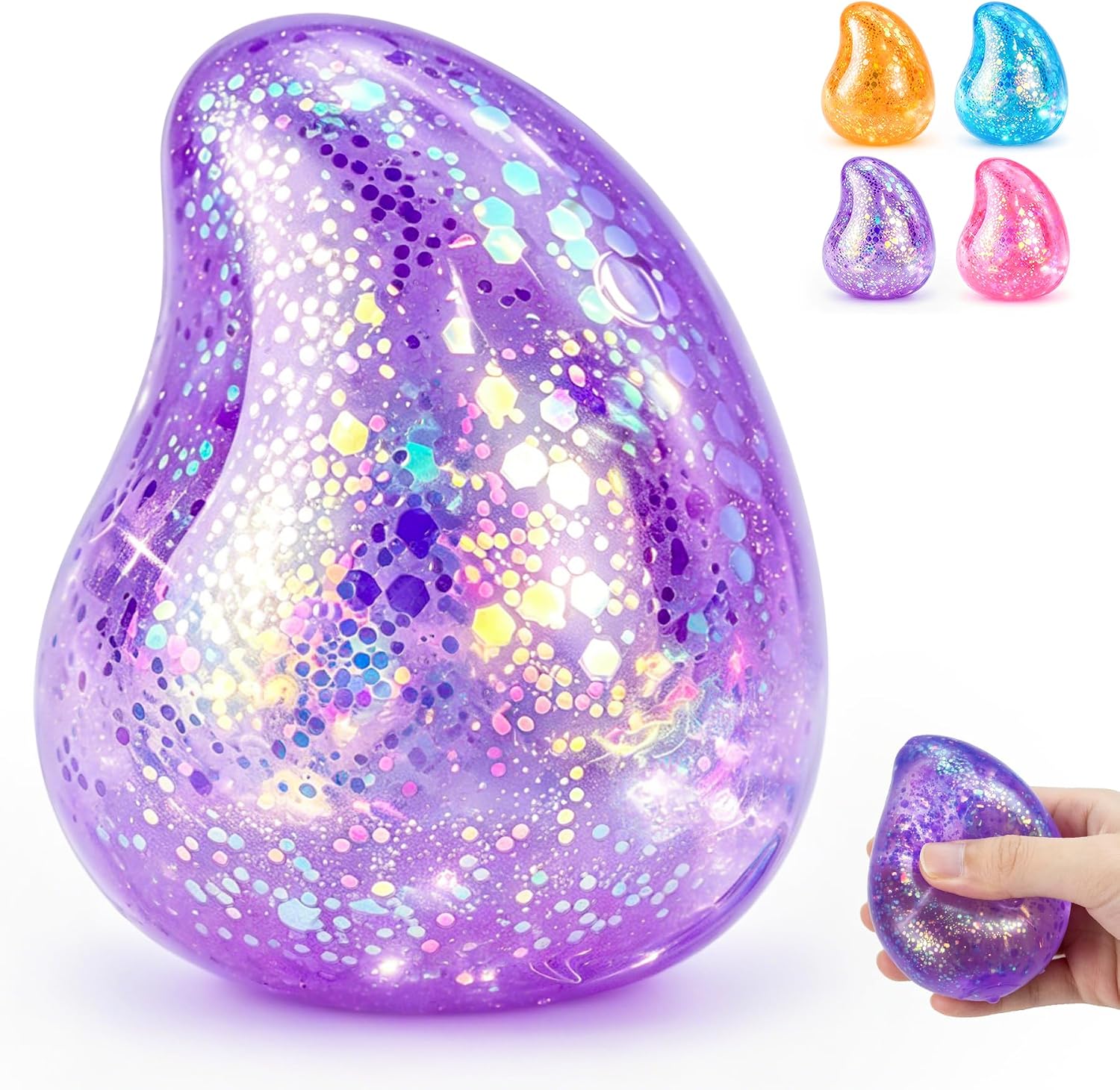 Detalle de Gucbbaui Water Drop-Purple Stress Ball, 2.4-Inch Textured Glitter Fidget Toy