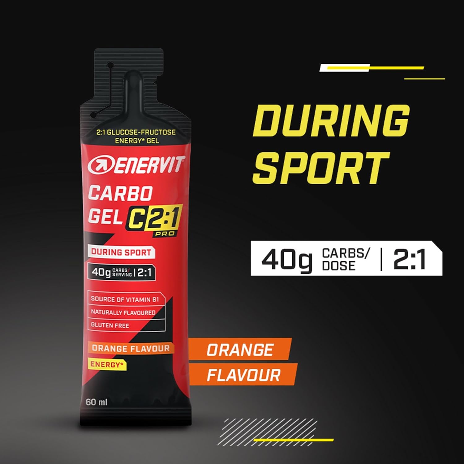 Thumbnail 1 de ENERVIT Carbo Gel C2:1PRO Orange 🍊 60ml, Sin Gluten