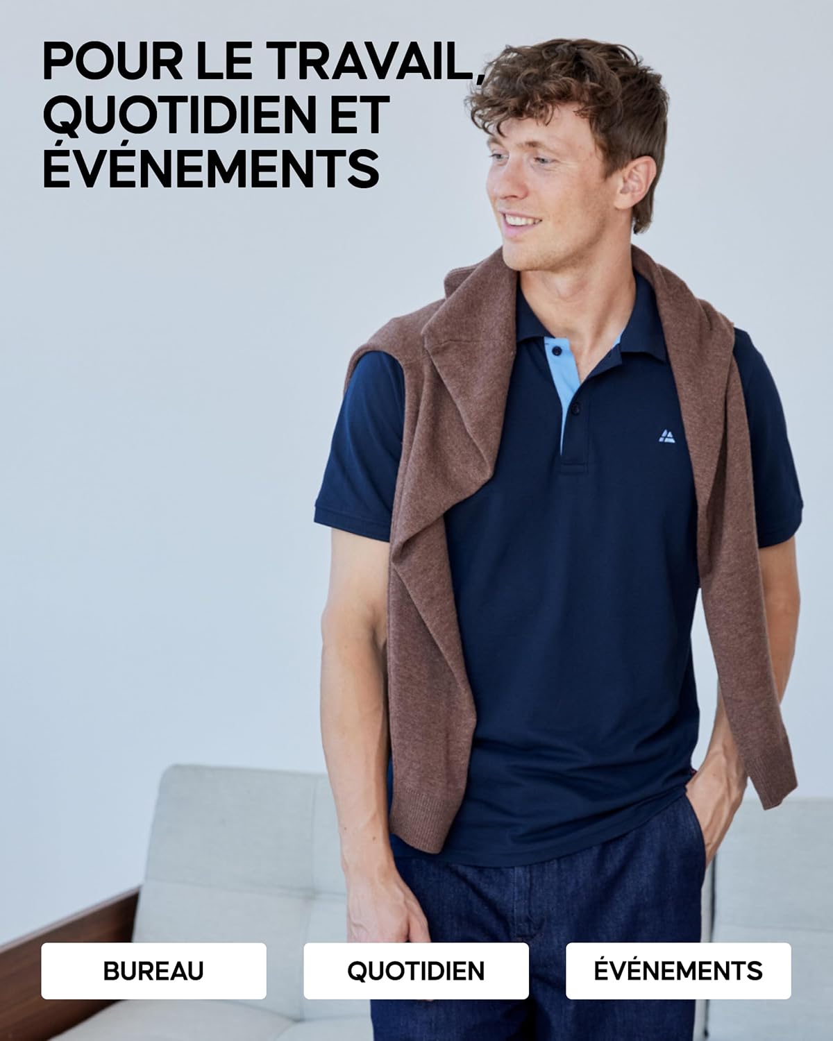 Thumbnail 3 de DANISH ENDURANCE Polo Homme — coton biologique, coupe classique, manches courtes (lot 1 ou 2)