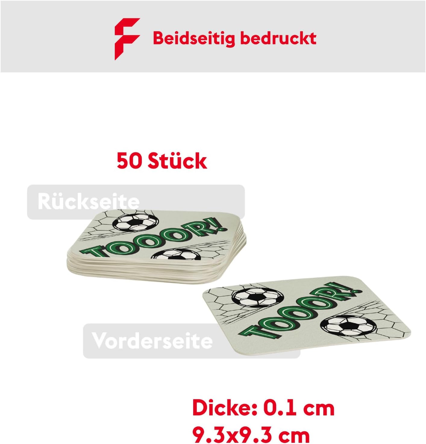 Detalle 2 de FLYERALARM BD-Tor kartonnen onderzetters, 50 stuks met voetbalmotief