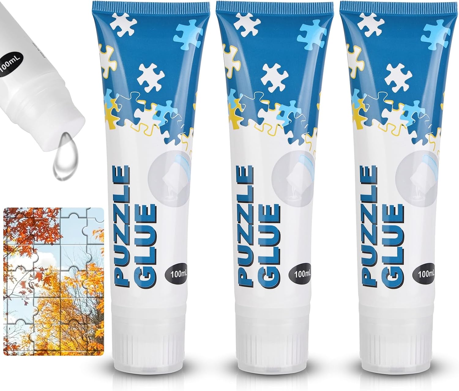 Detalle de Ainiv 4731314 puzzellijm 300 ml, transparante PVA-lijm voor grote puzzels