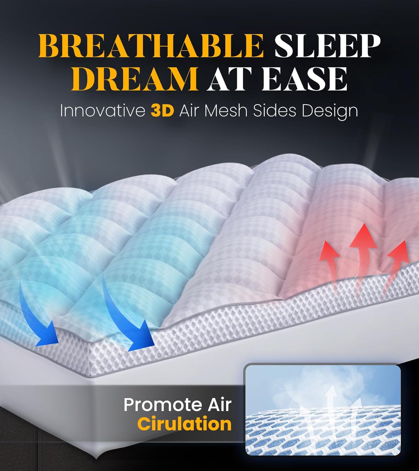 Thumbnail 3 de 3 Inch Ultra-Fluffy Memory Foam Topper Queen