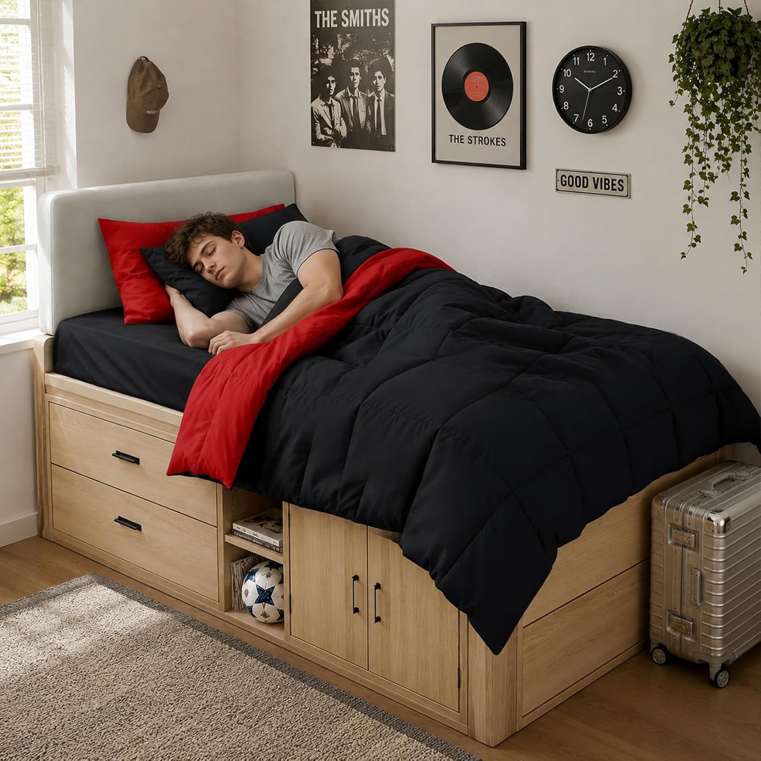 Thumbnail 2 de Anluoer Twin XL Comforter Set (5 Pieces) – Black Bed in a Bag