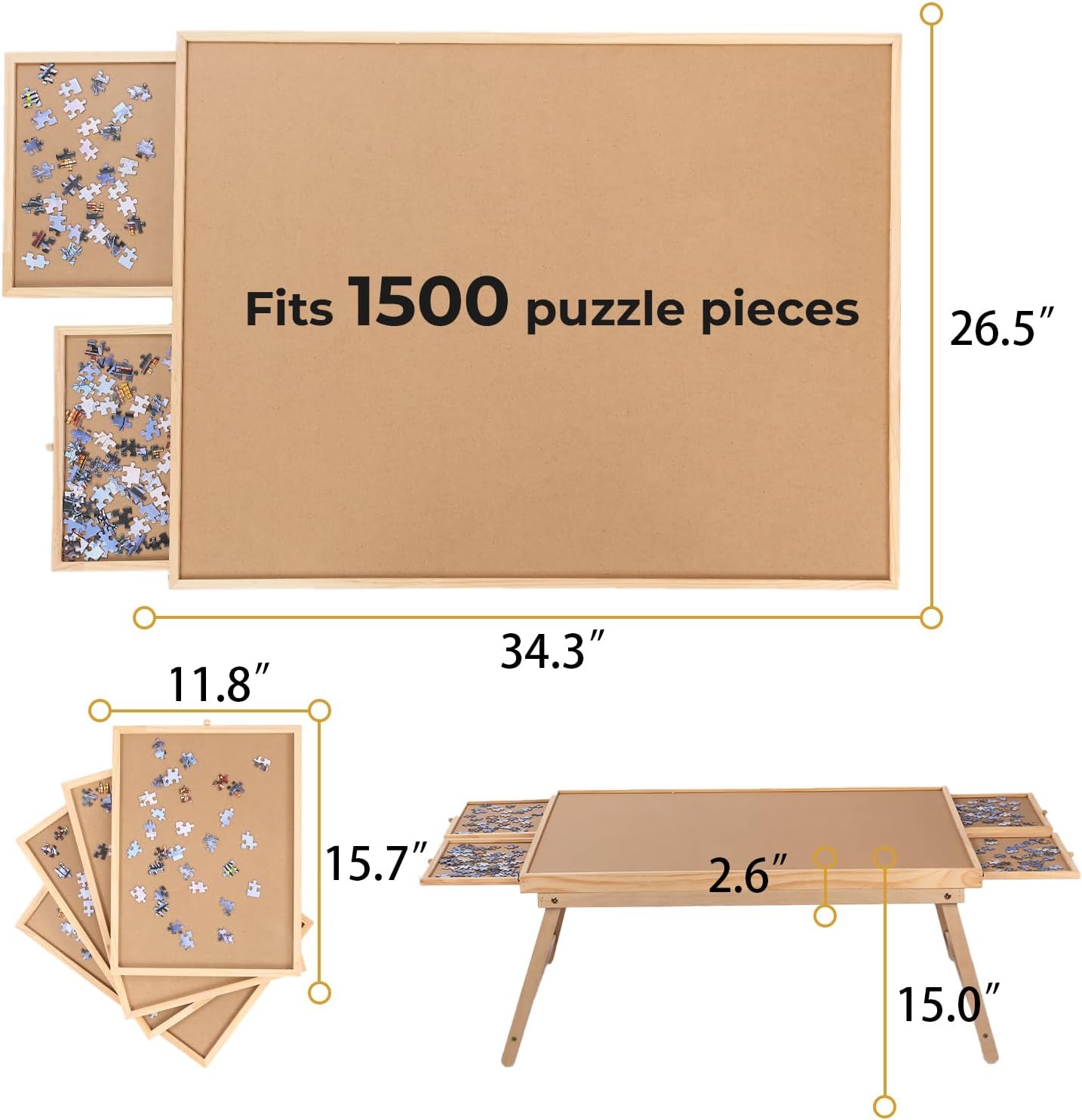 Detalle de Yacona Puzzle Board 1500 Pieces: Folding Table with Drawers & Cover