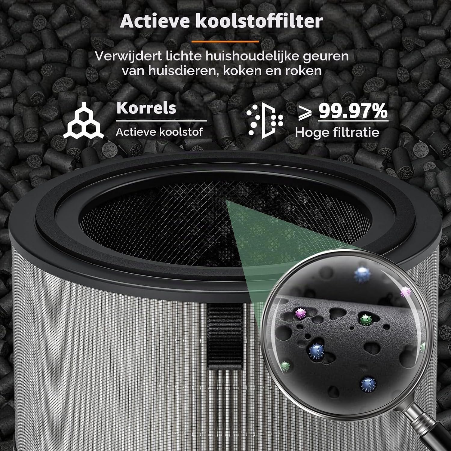 Detalle de FlyQintess FY3200-2P vervangingsfilter, 2 stuks met H13 HEPA en actieve kool