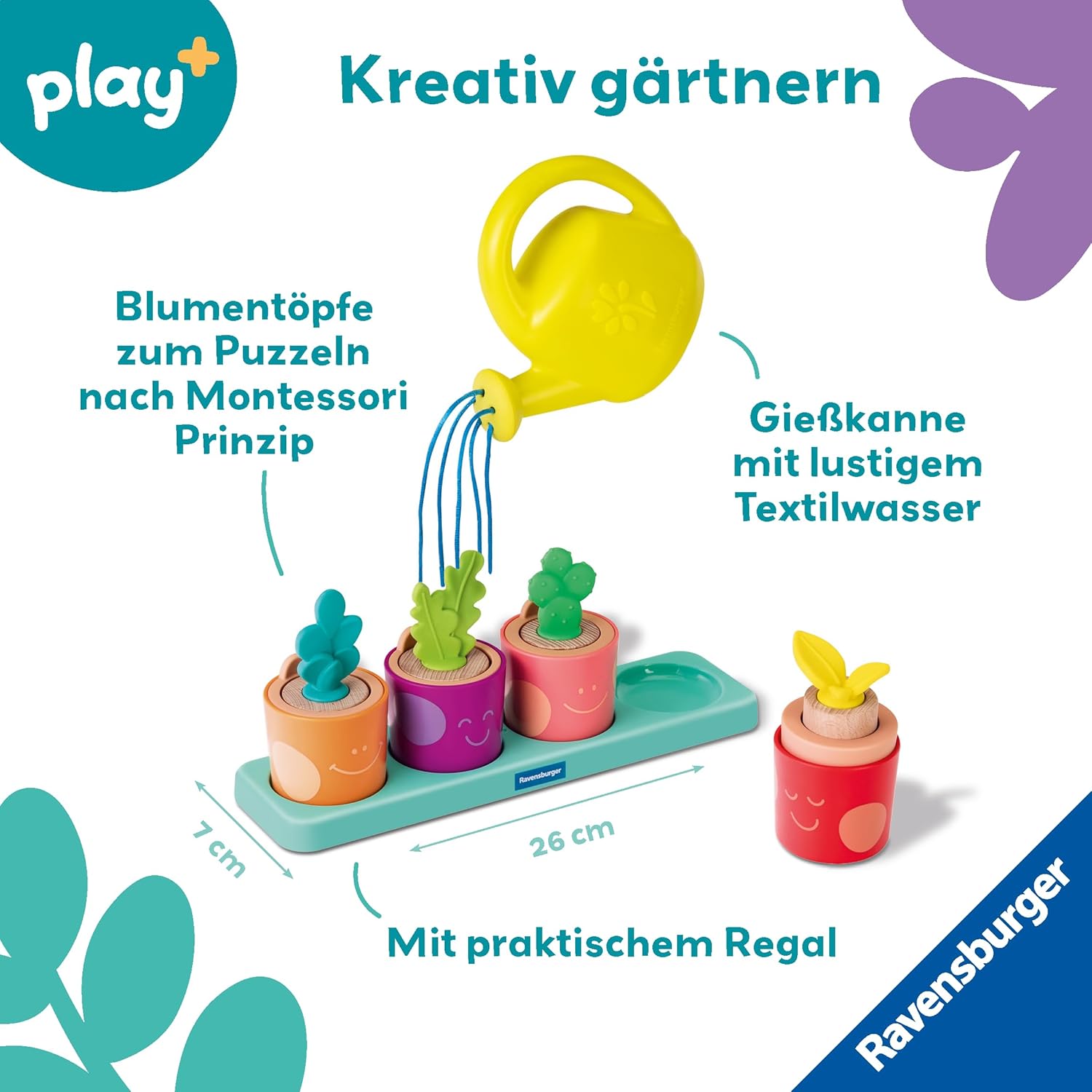 Detalle 2 de Ravensburger Play+ Puzzle- & Spiel-Set: Meine kleinen Pflanzen – Montessori-basiertes Kindergarten-Set ab 18 Monaten