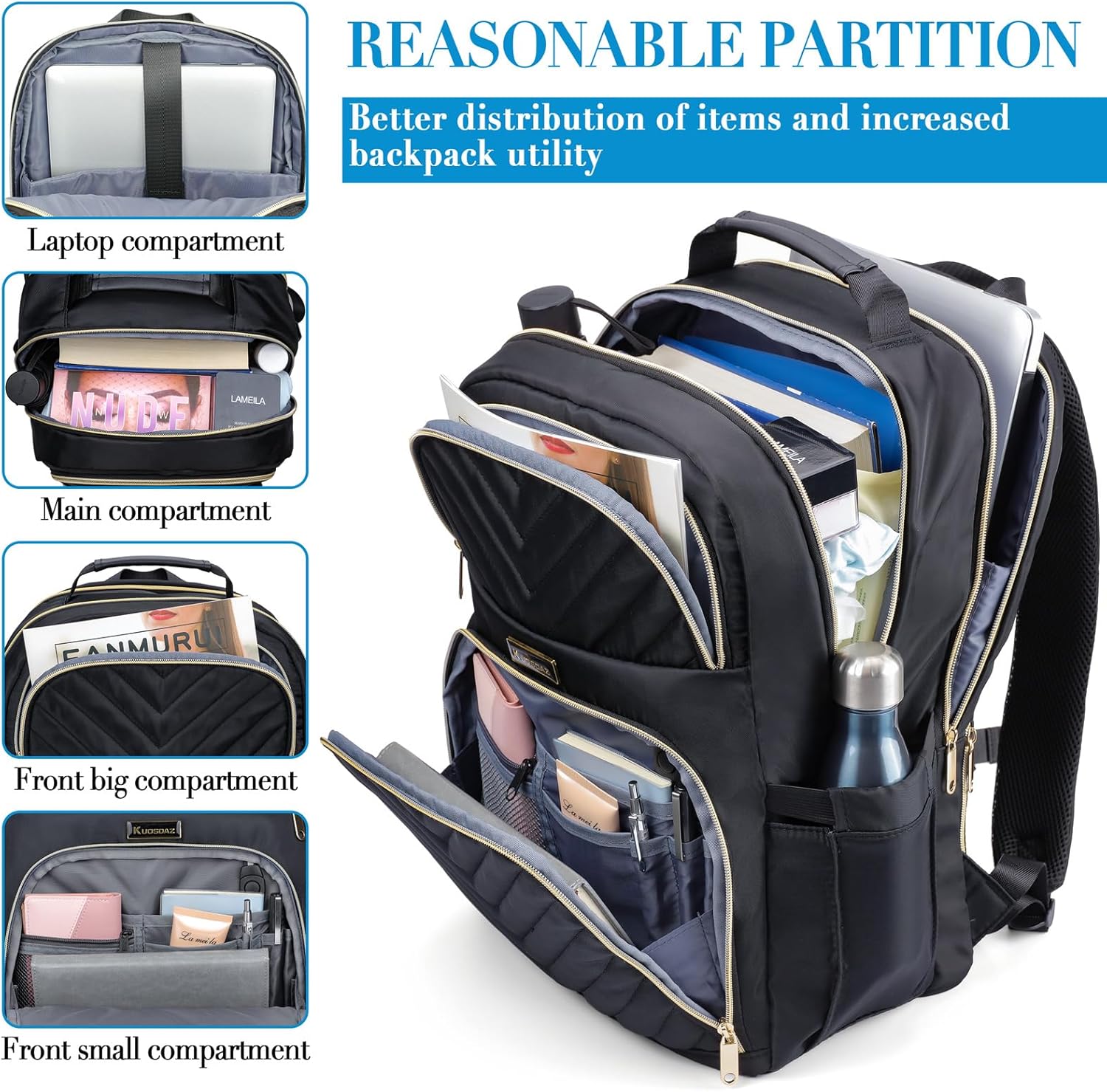 Detalle de Kuosdaz 17.3 inch laptop backpack, quilted