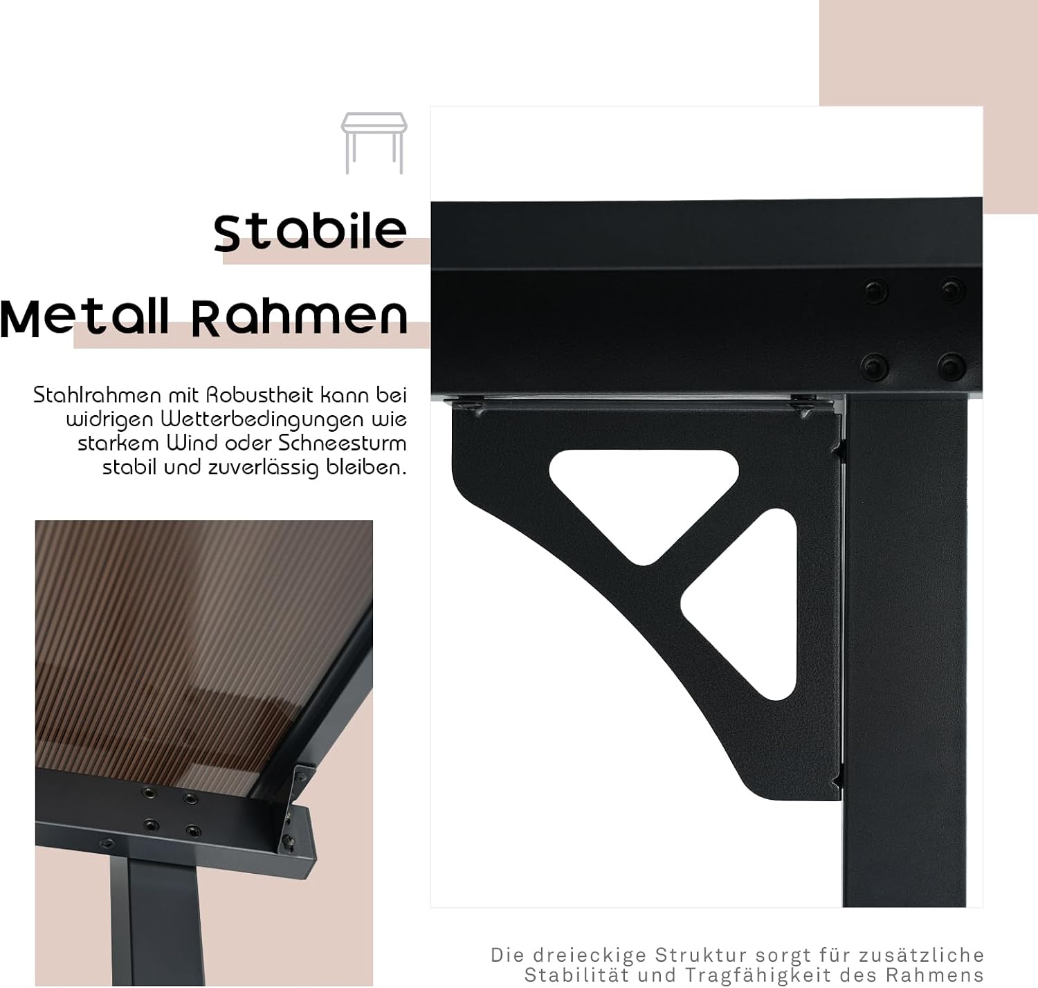 Thumbnail 3 de OC Orange-Casual Terrassenüberdachung 3x4 m Pergola mit Anti-UV PE-Dach (Carport) – Stahlrahmen, 3 Packets