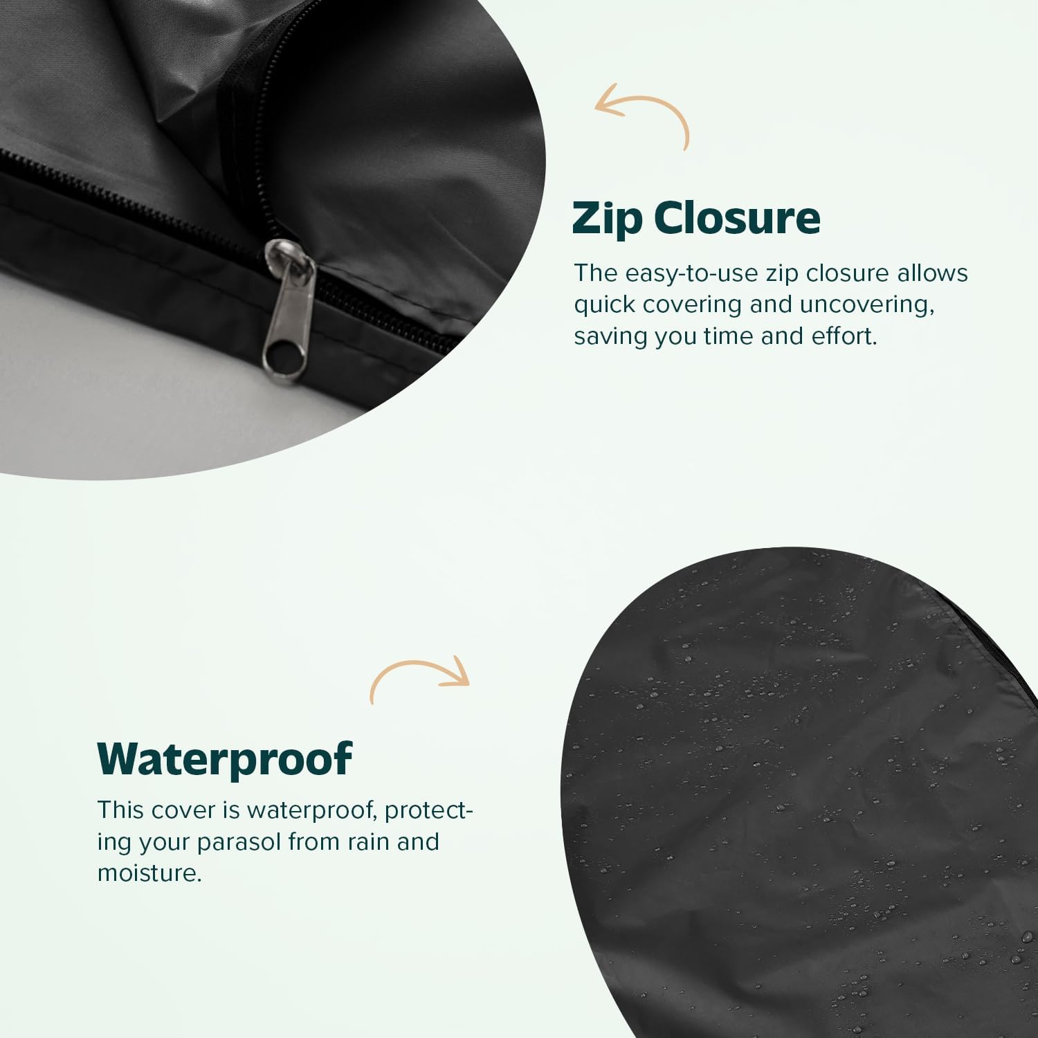 Detalle 2 de Flatro Parasol Covers Waterproof with Zipper (170 x 25 x 50 cm) – Heavy-Duty, UV-Resistant Garden Umbrella Cover