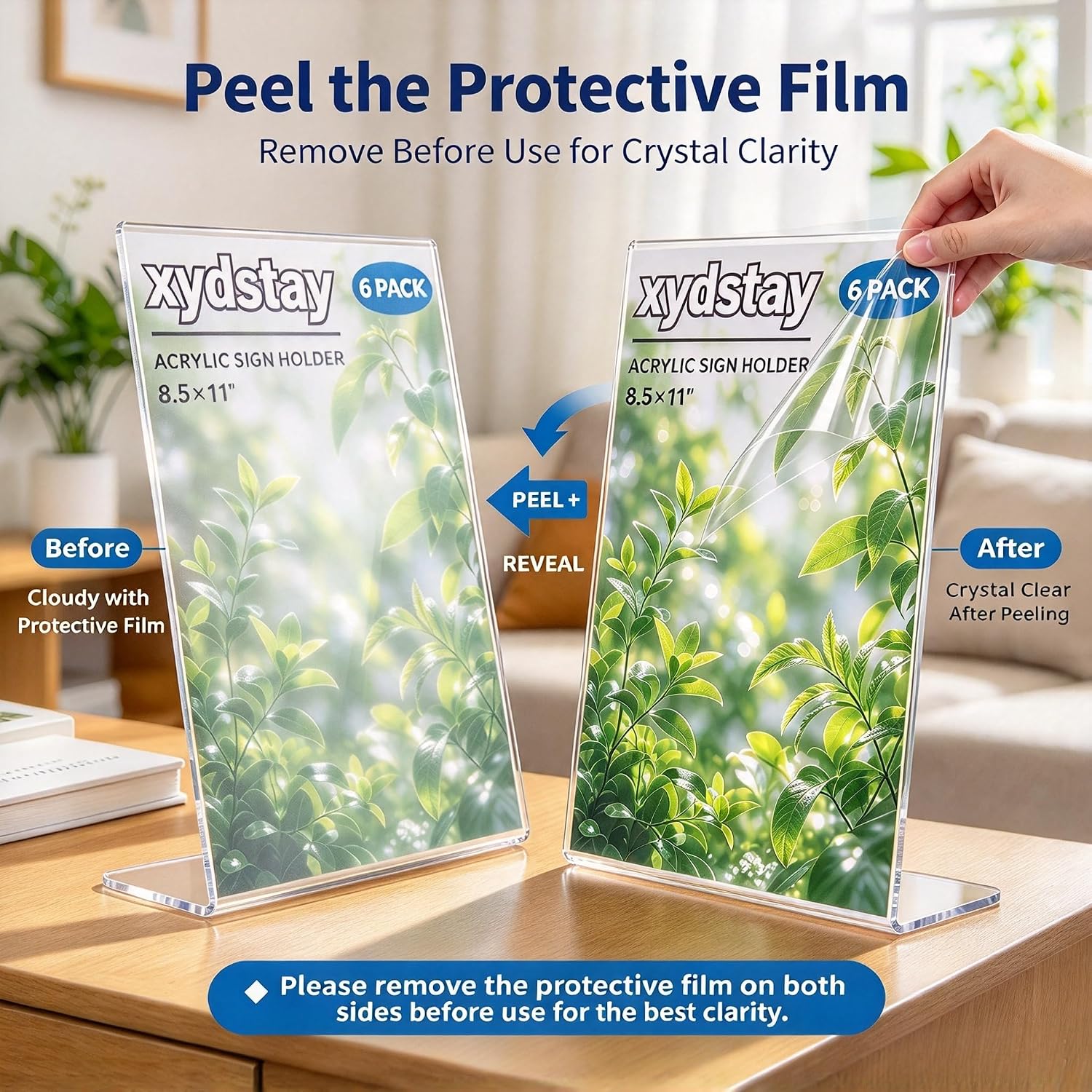 Detalle 1 de xydstay XYD-SH-1 Acrylic Sign Holders, 6-Pack, L-Shaped, Clear, 8.5 x 11 Inches