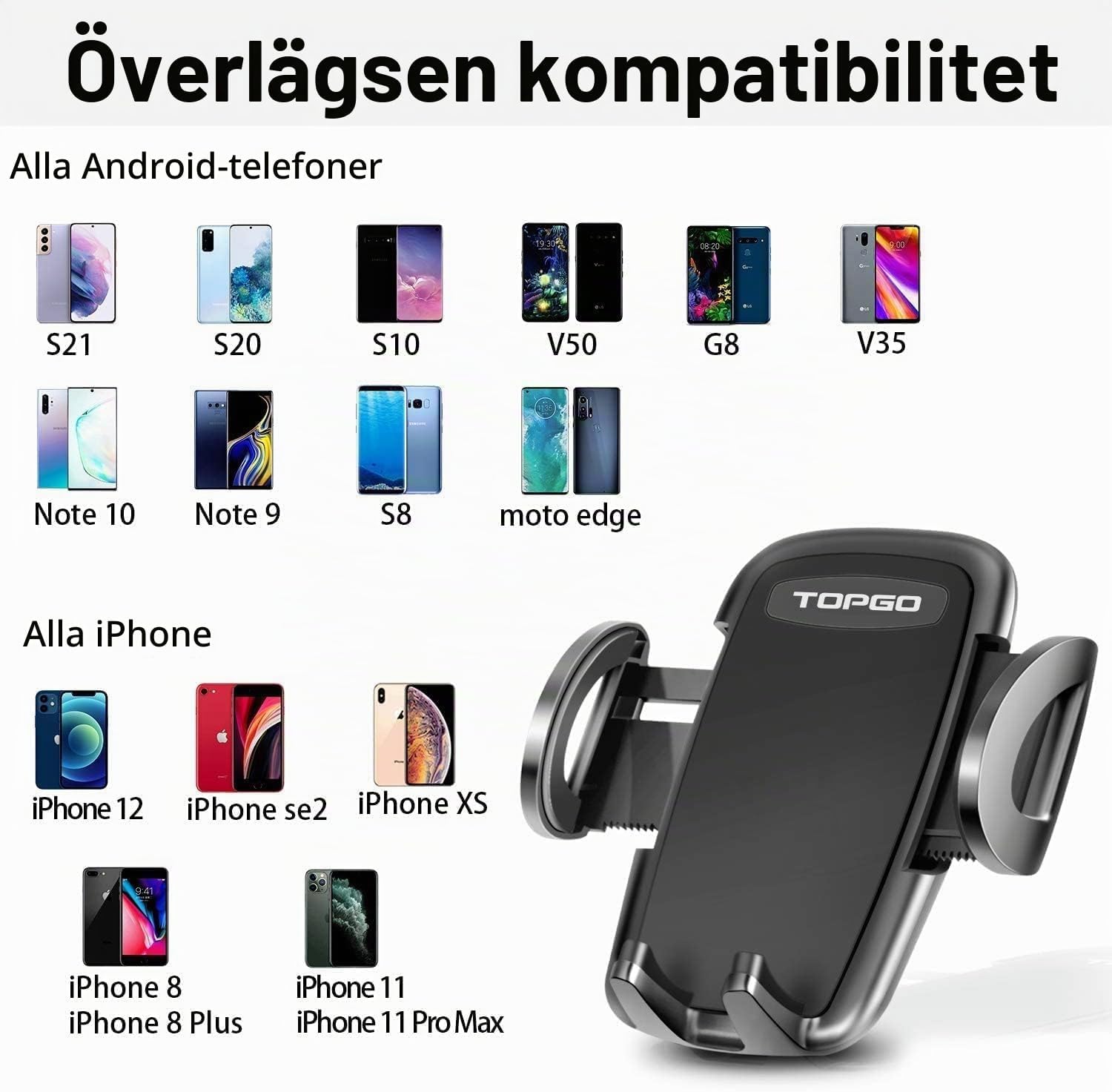 Detalle de TOPGO Cup Phone Holder – justerbar mobilhållare för bilens mugghållare